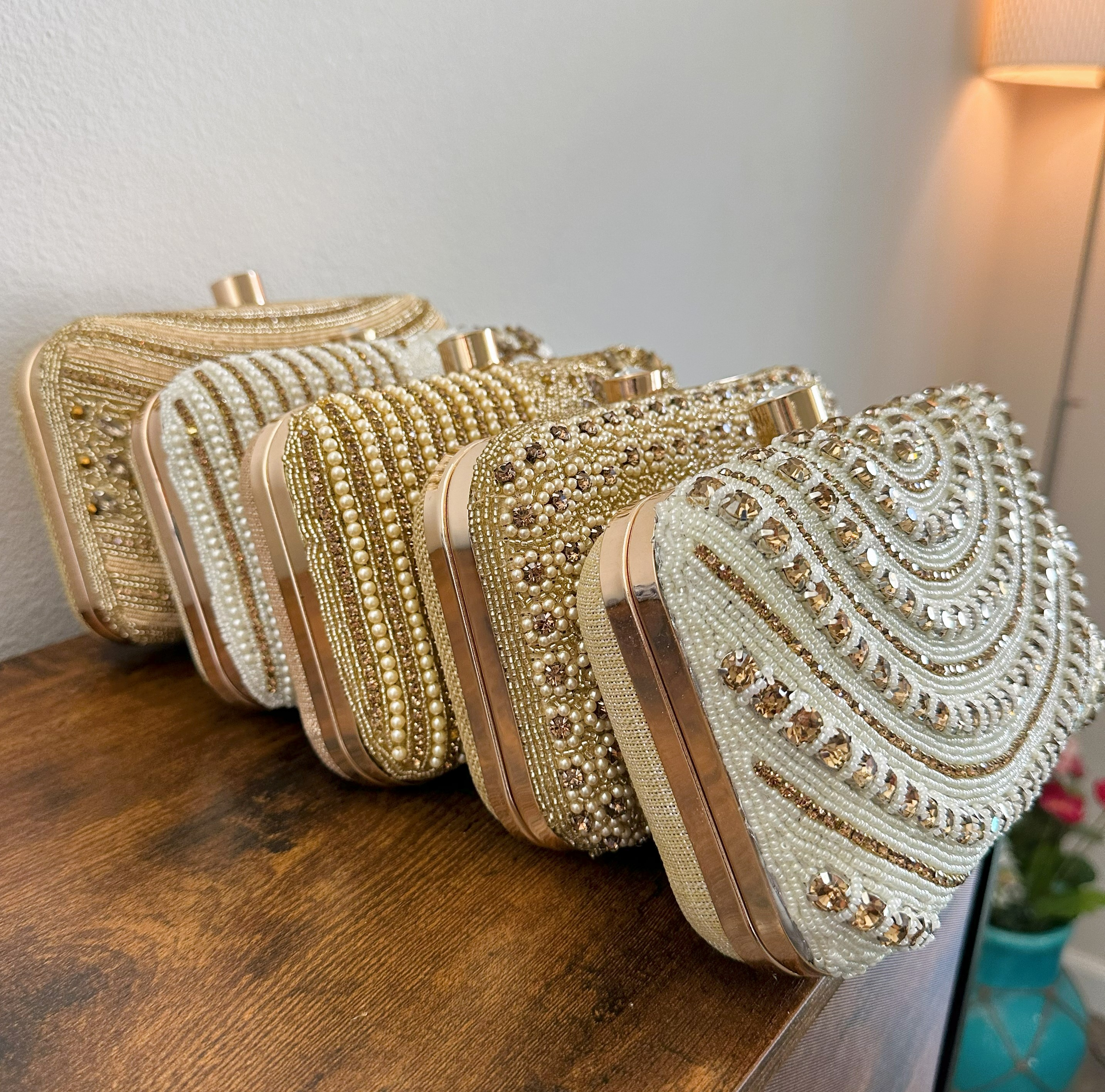 Gold bridal 2025 clutch bag