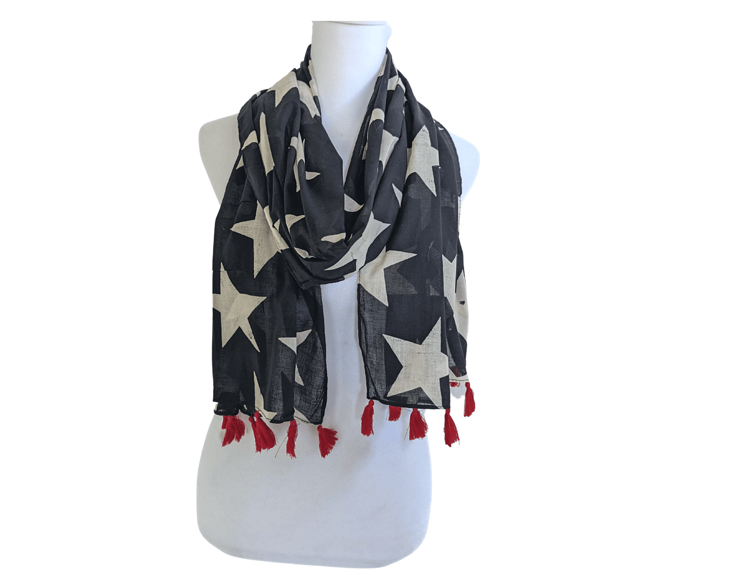 Black-With-White-Stars-Cotton-Scarf-4