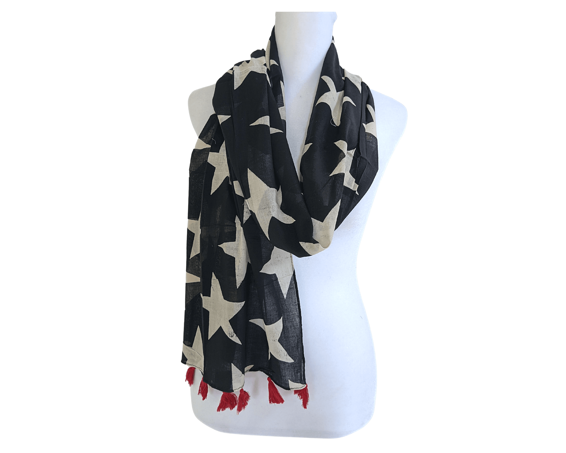 Black-With-White-Stars-Cotton-Scarf-3