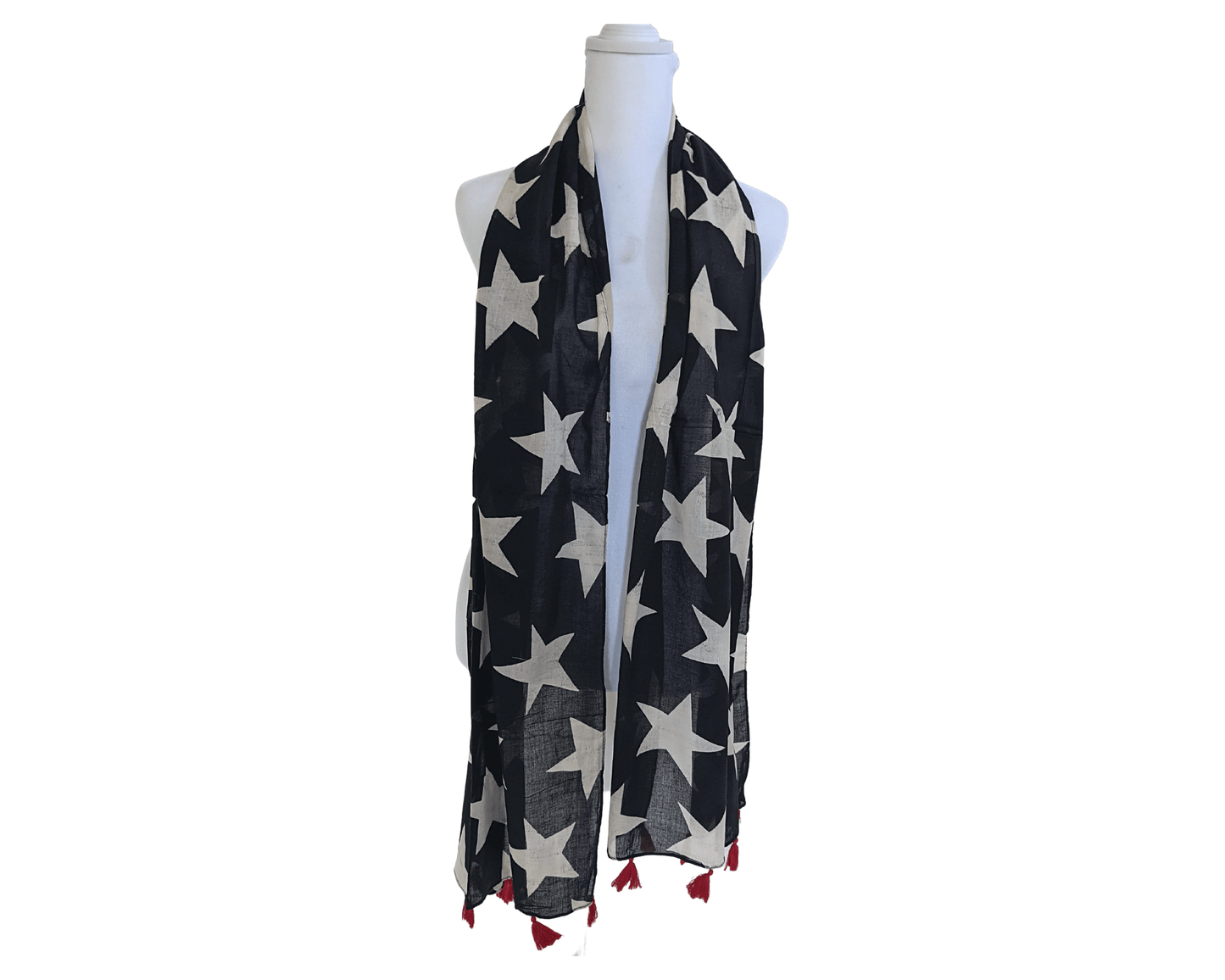 Black-With-White-Stars-Cotton-Scarf-5