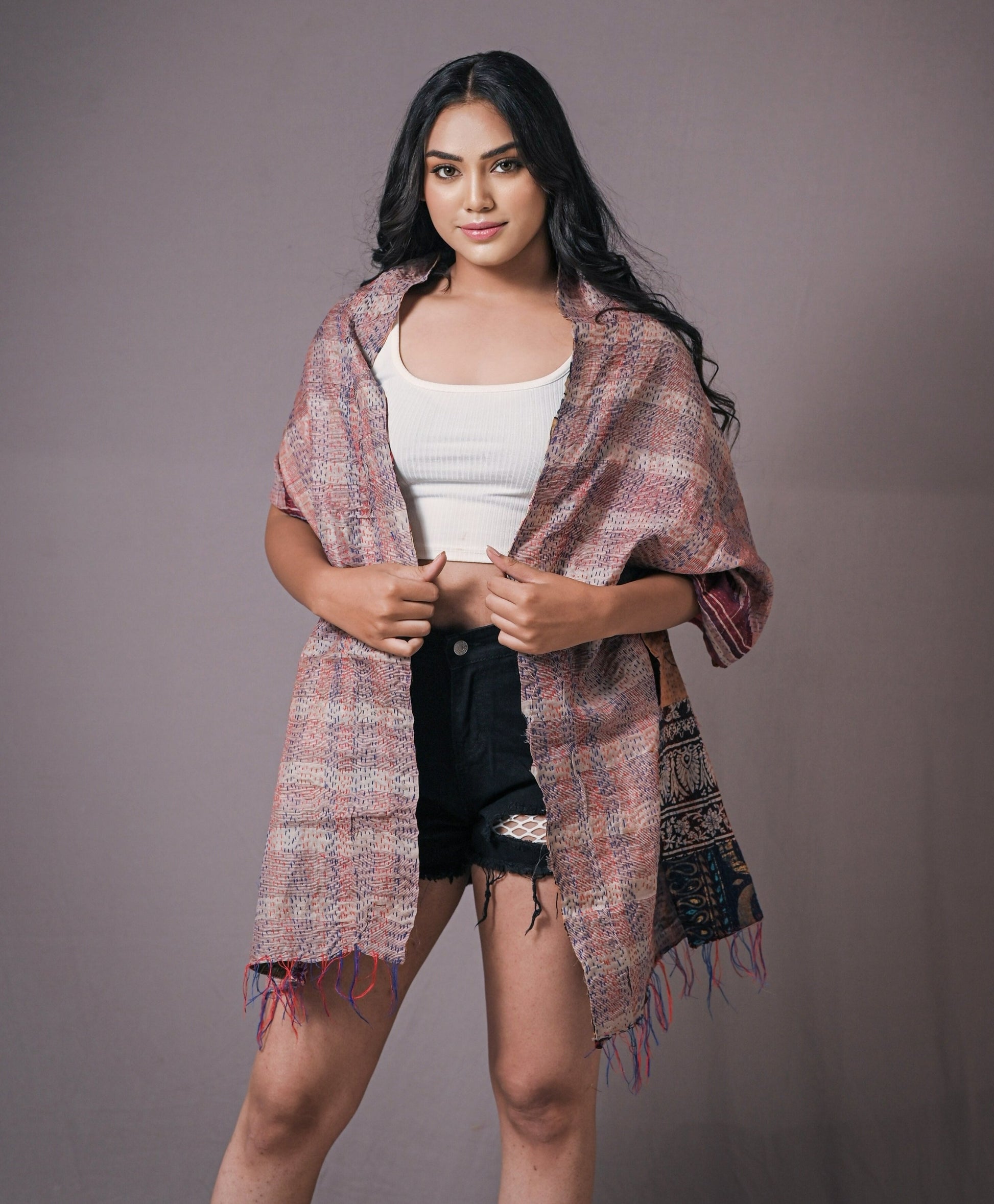 Reversible Upcycled Silk Scarf - Craft Bazaar