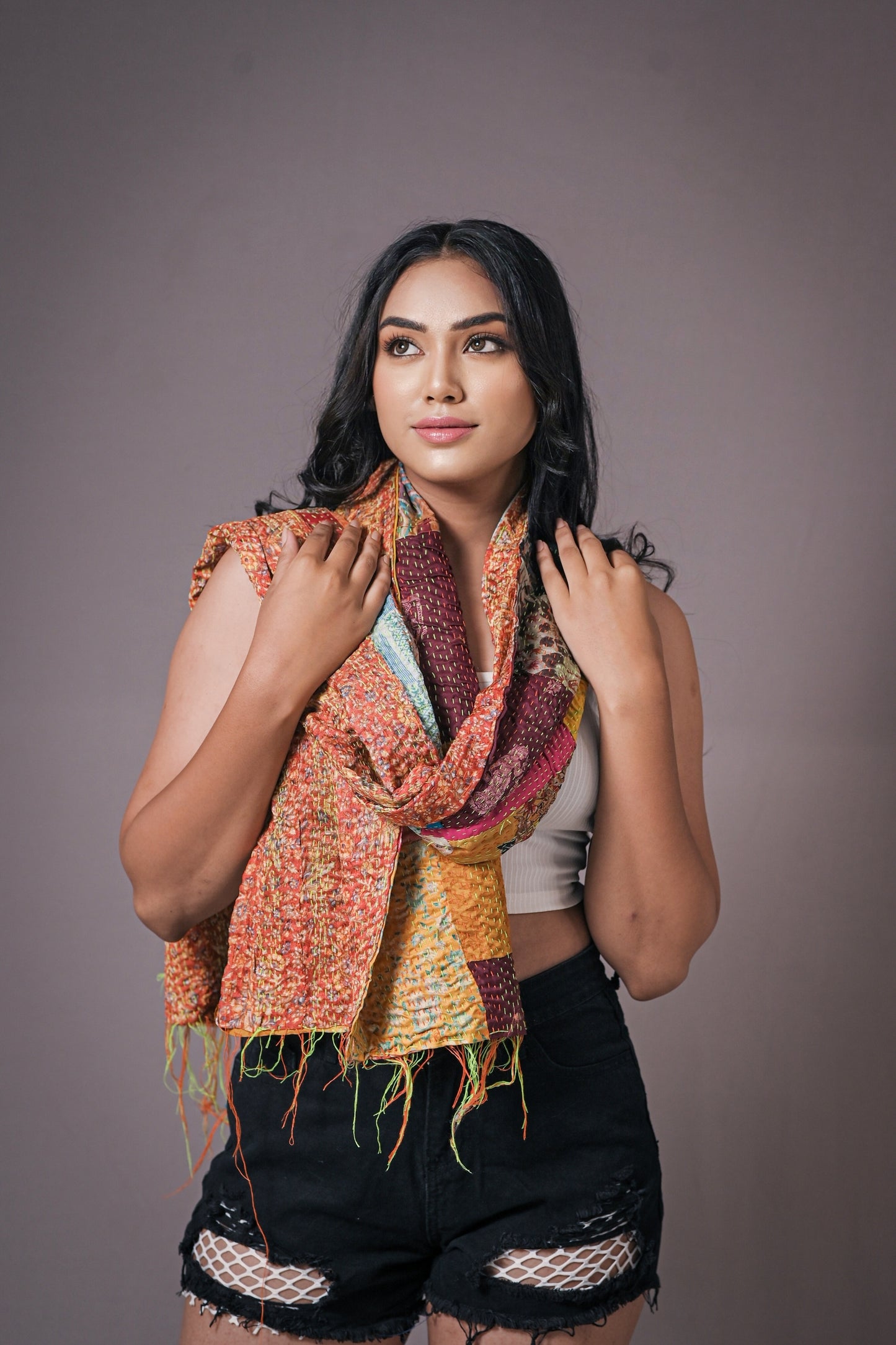 Reversible Upcycled Silk Scarf - Craft Bazaar