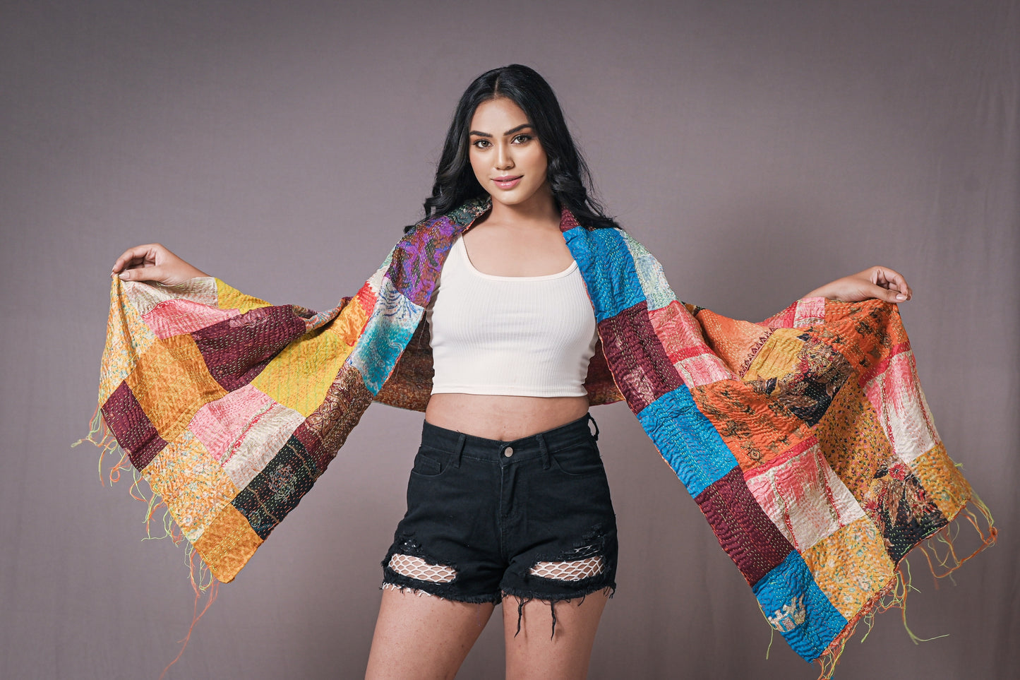 Reversible Upcycled Silk Scarf - Craft Bazaar