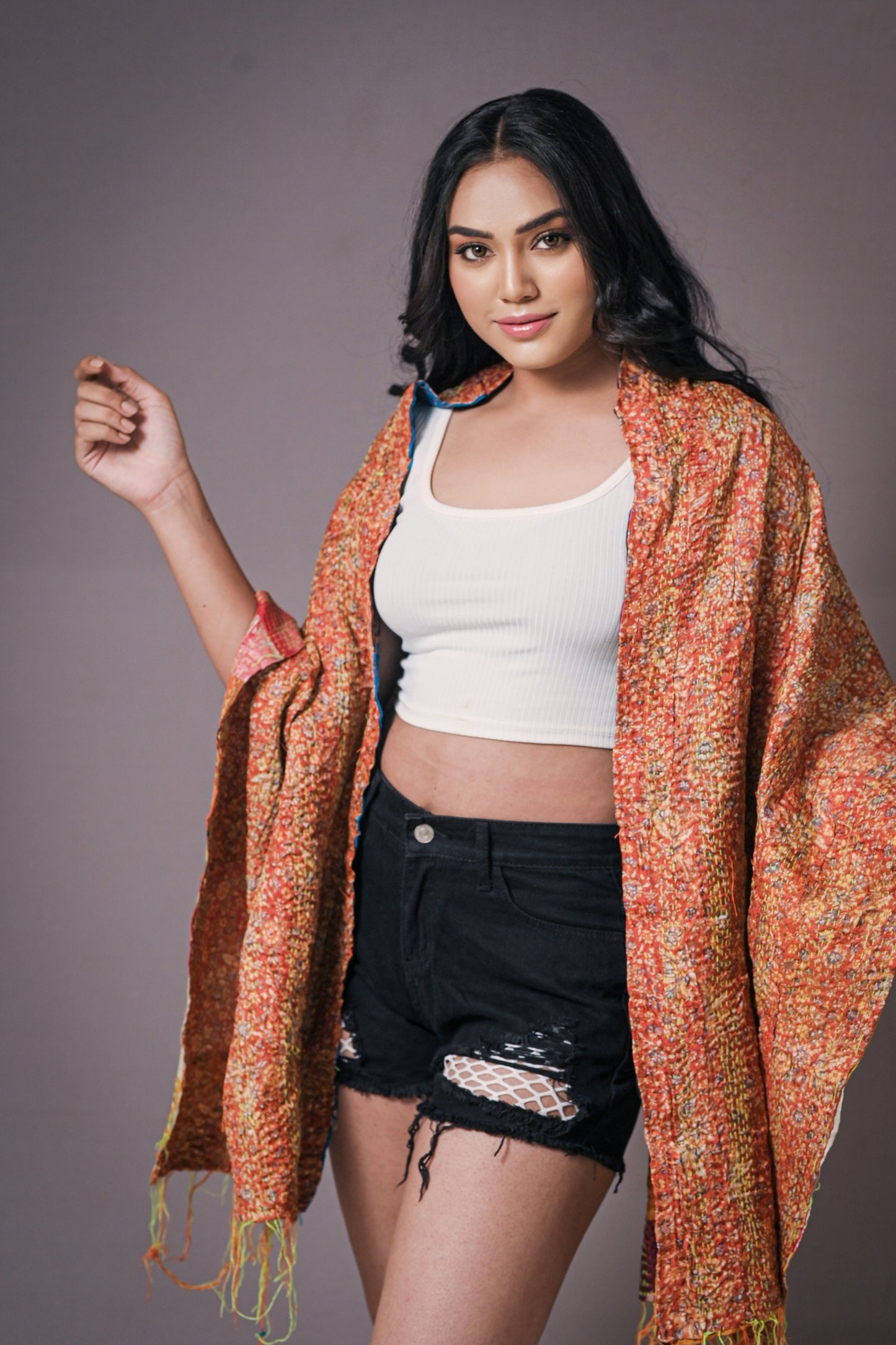 Reversible Upcycled Silk Scarf - Craft Bazaar