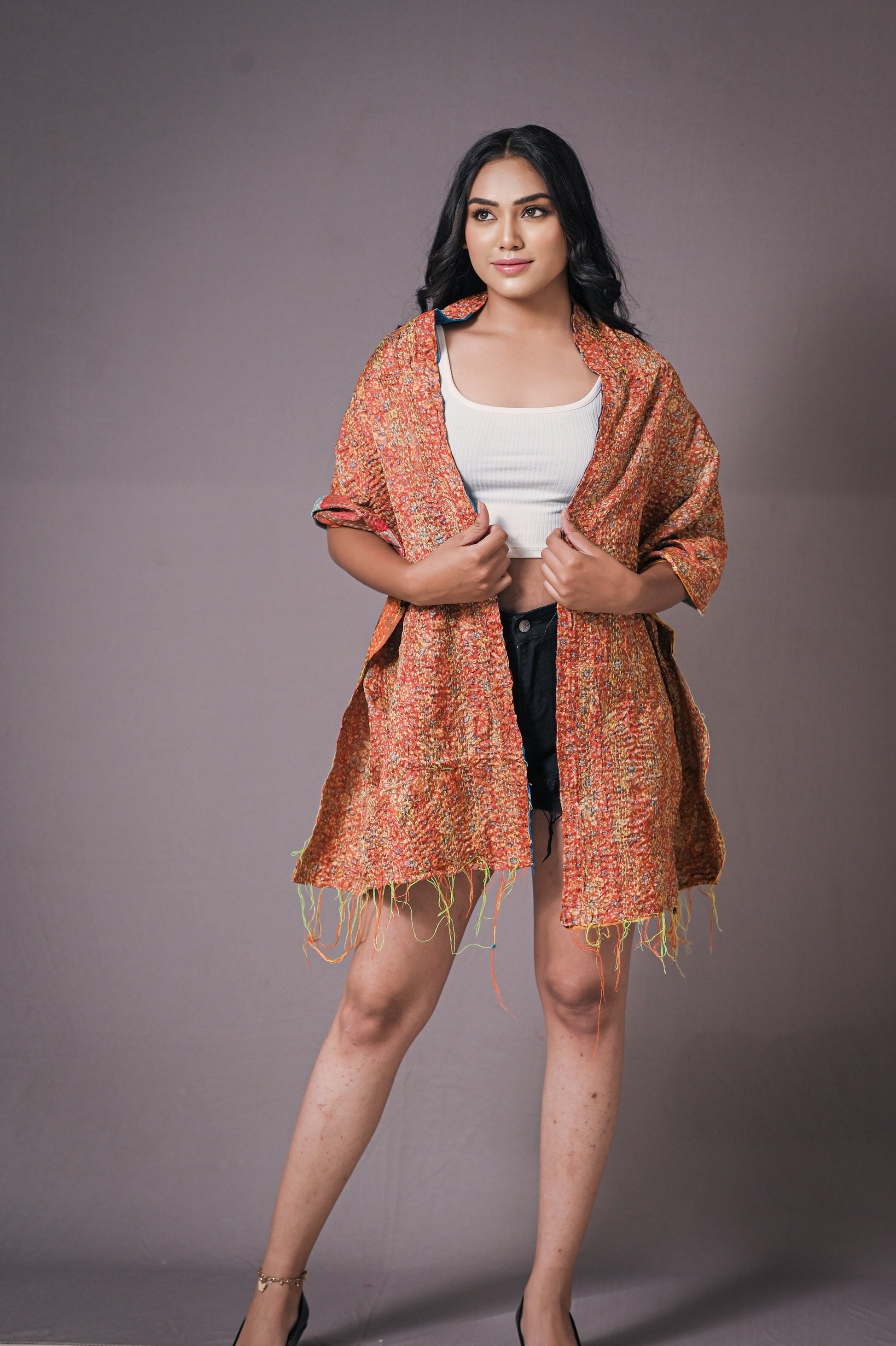 Reversible Upcycled Silk Scarf - Craft Bazaar