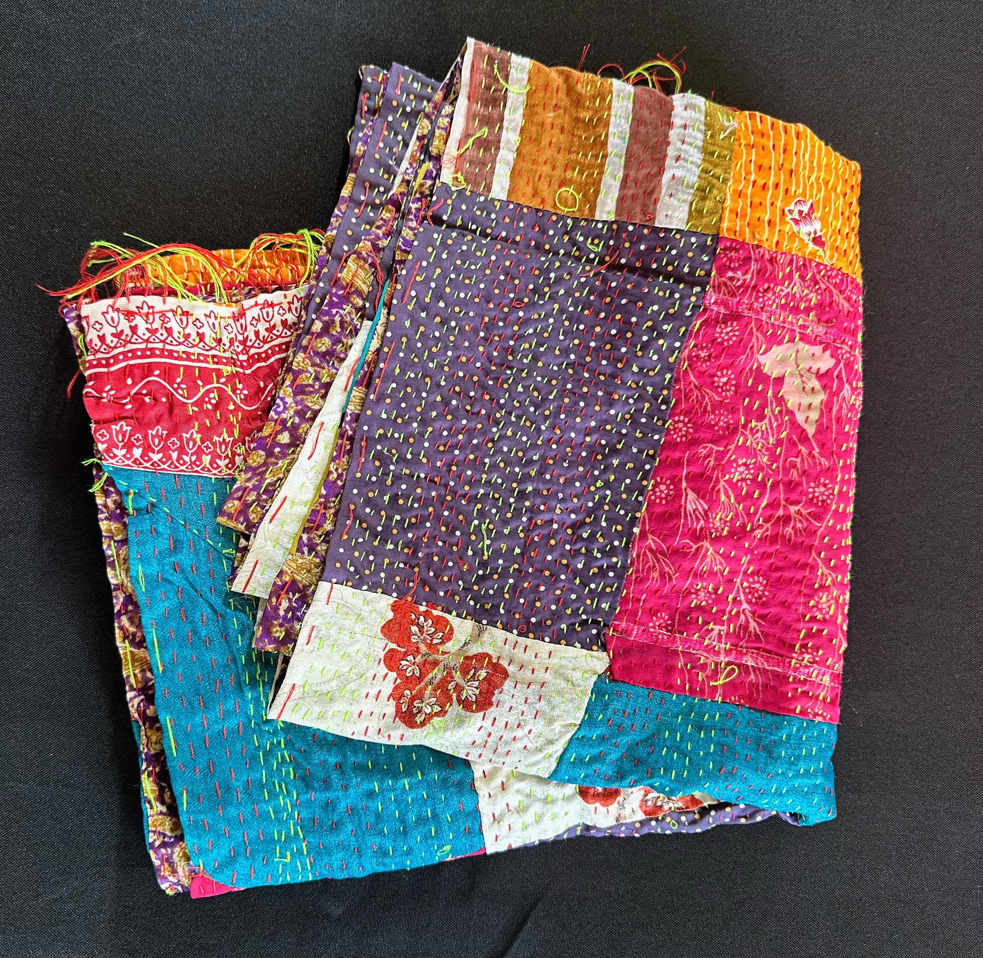 Reversible Upcycled Silk Scarf - Craft Bazaar