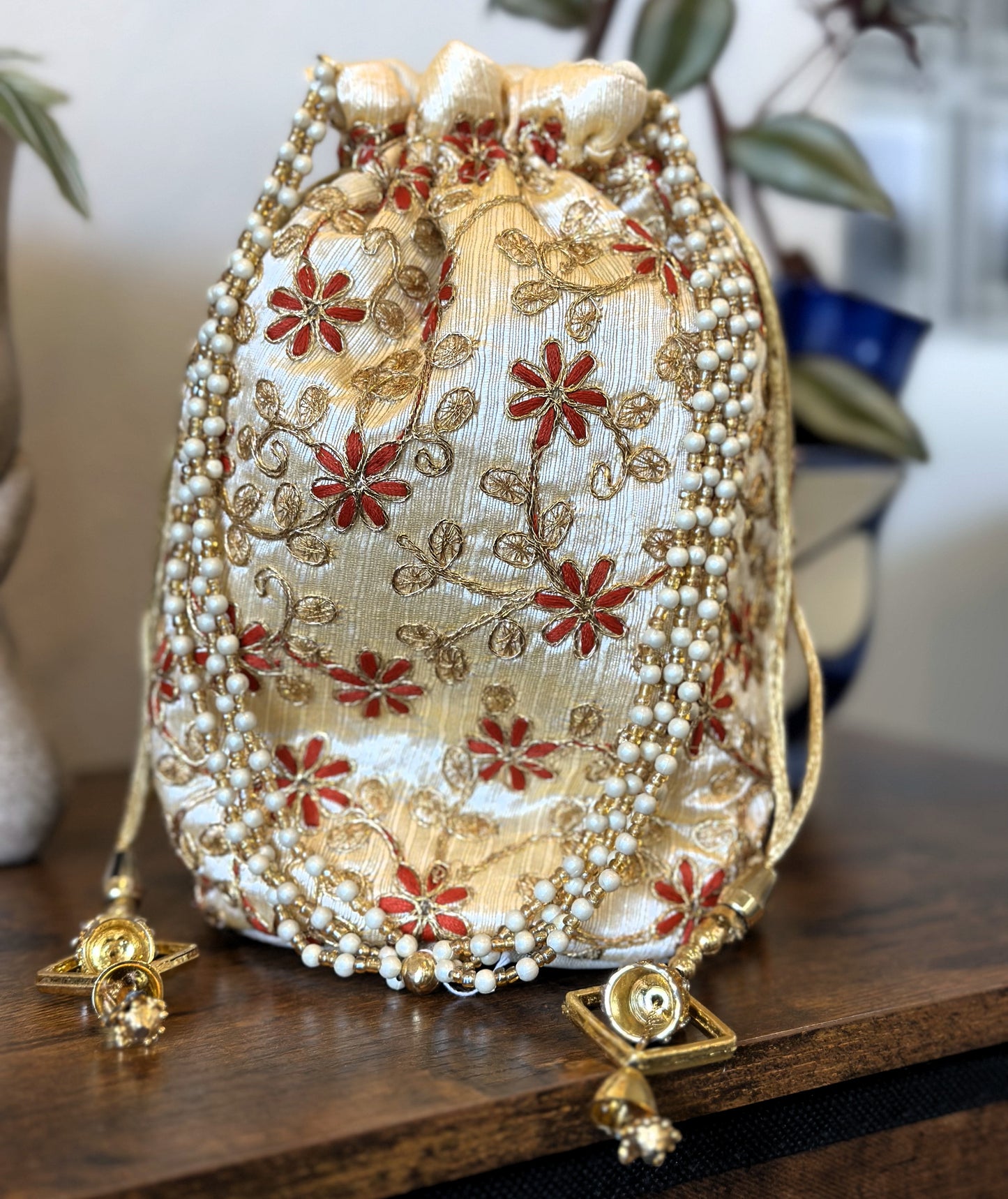 Silk Potli Drawstring Bucket Bag - Craft Bazaar