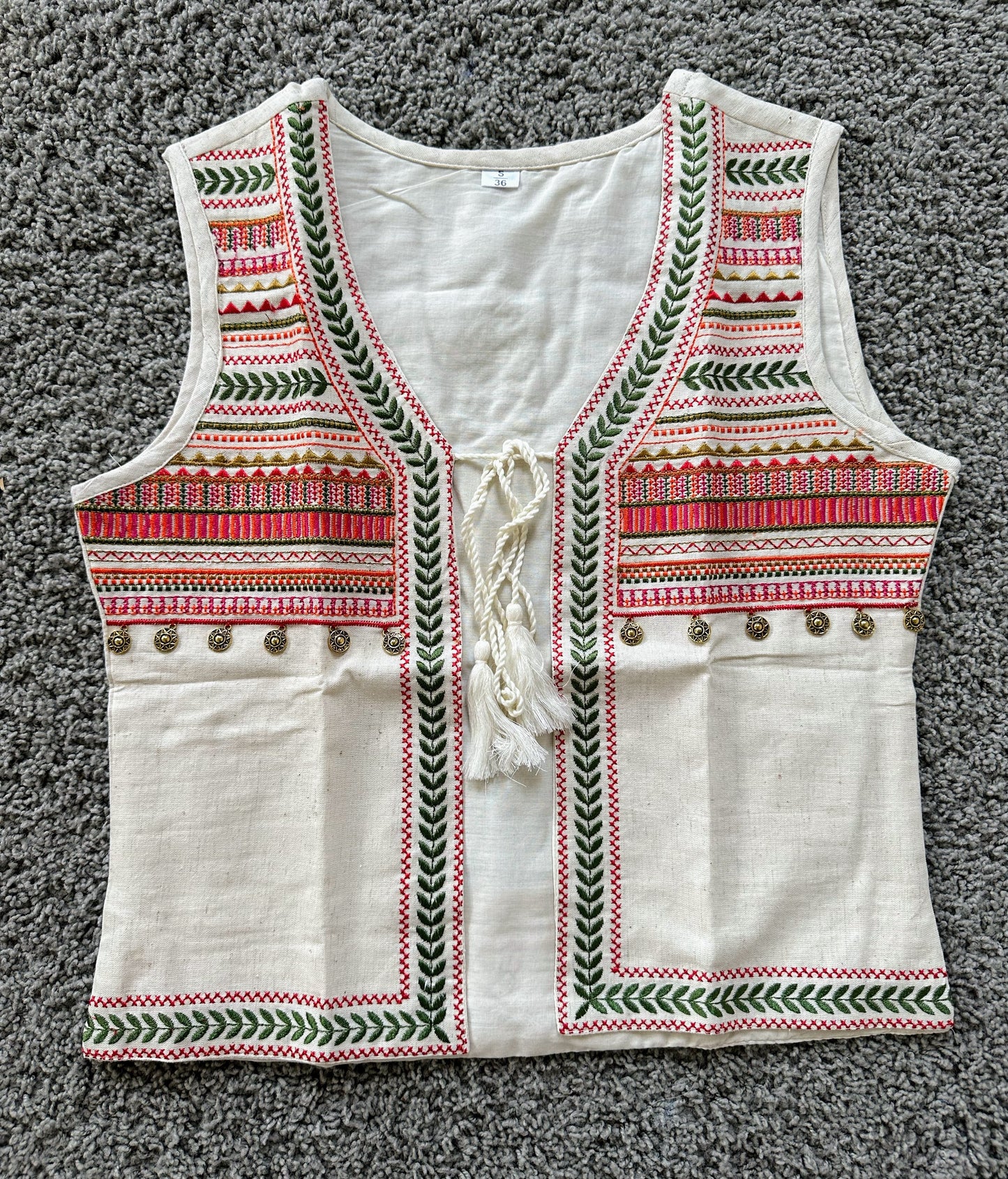 Cotton Indian Ethnic Garba Dandiya Sleeveless Koti (Off-white)