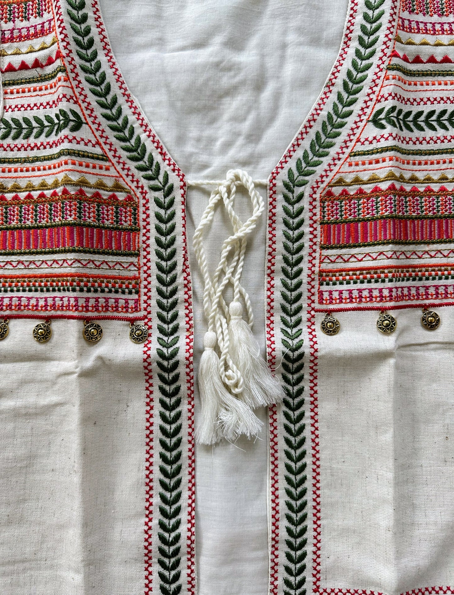 Cotton Indian Ethnic Garba Dandiya Sleeveless Koti (Off-white)