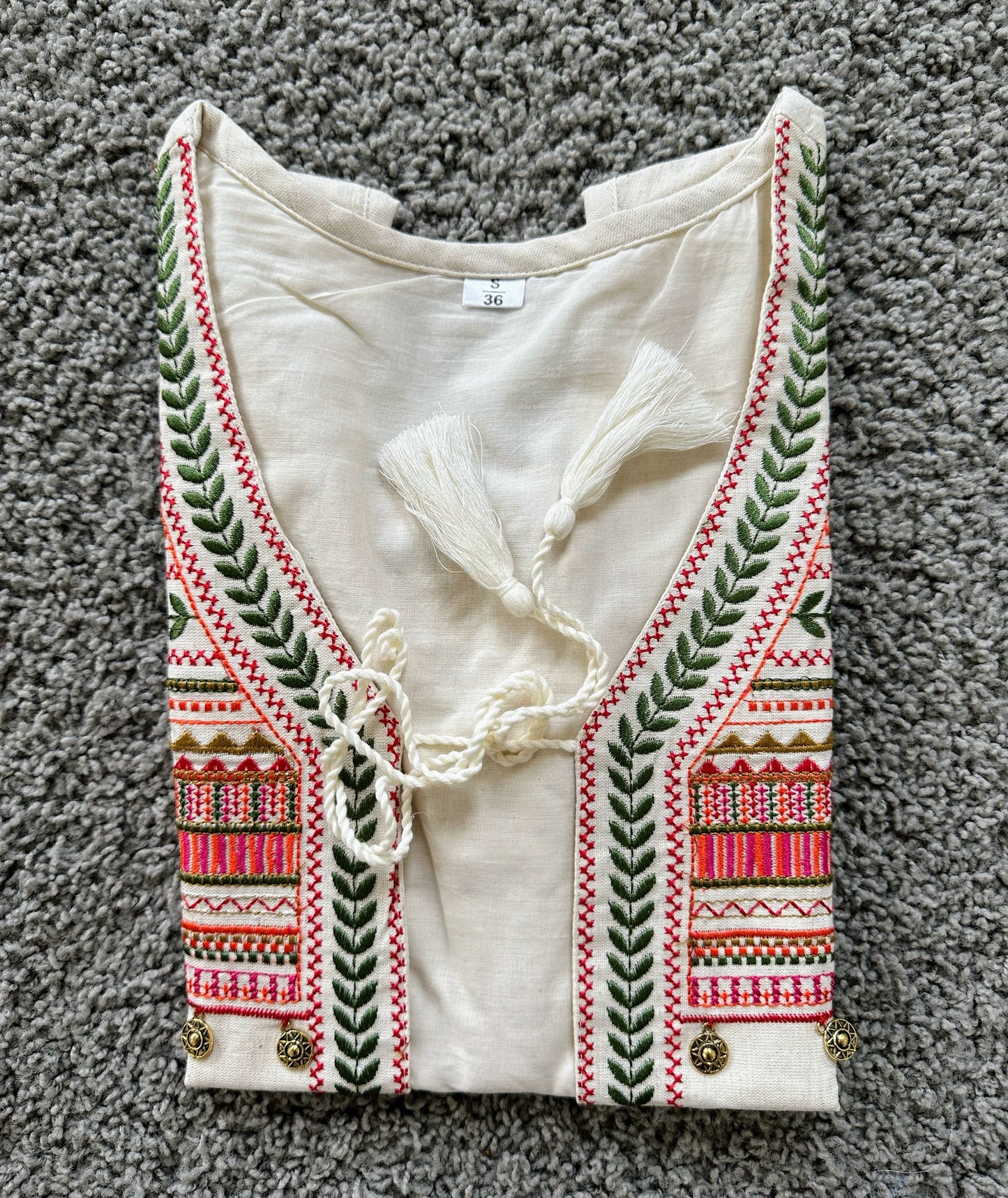 Cotton Indian Ethnic Garba Dandiya Sleeveless Koti (Off-white)