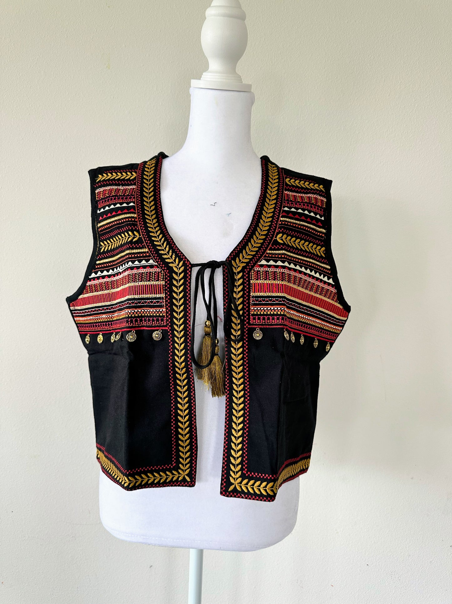 Cotton Indian Ethnic Garba Dandiya Sleeveless Koti (Black)