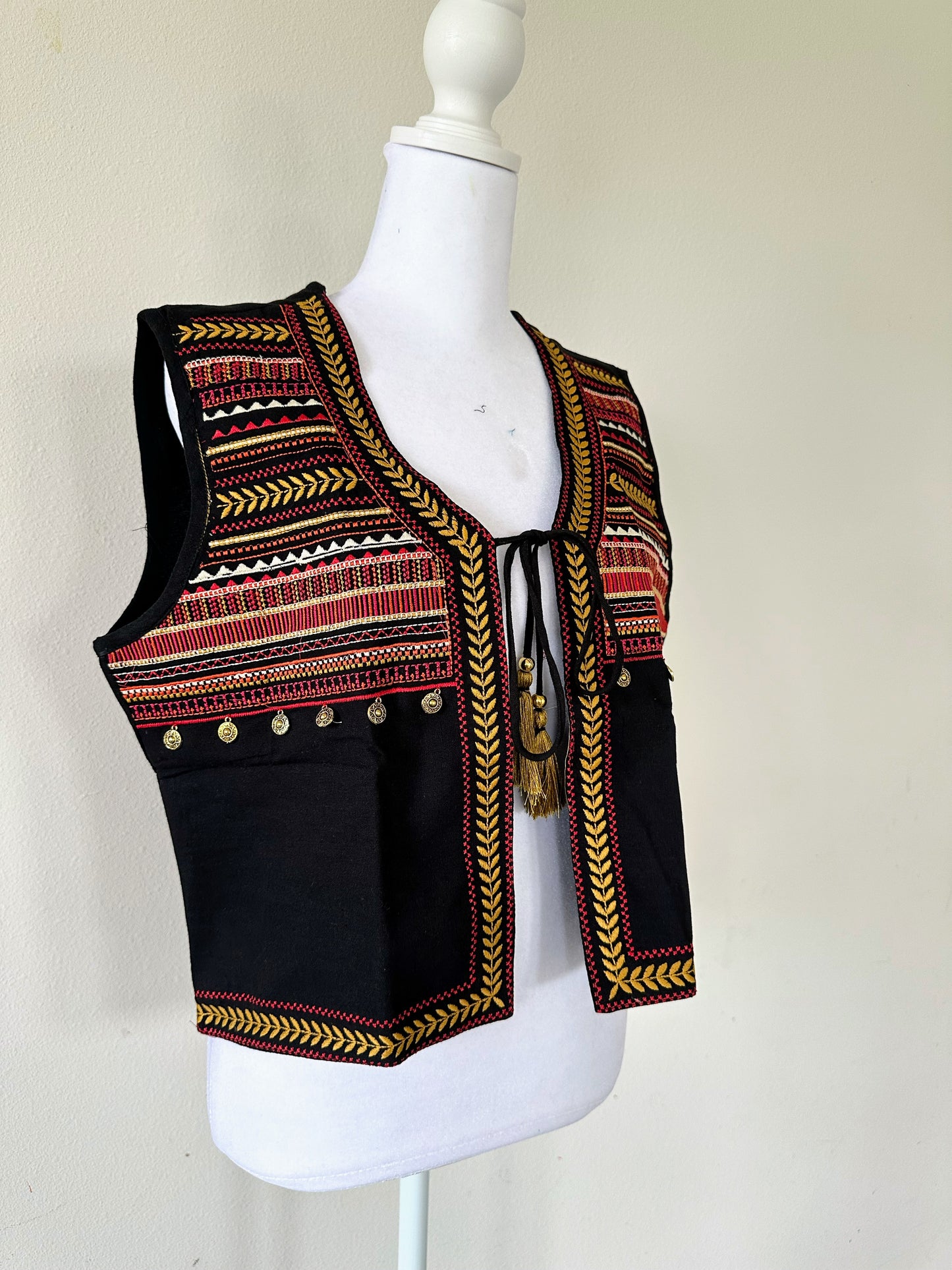 Cotton Indian Ethnic Garba Dandiya Sleeveless Koti (Black)