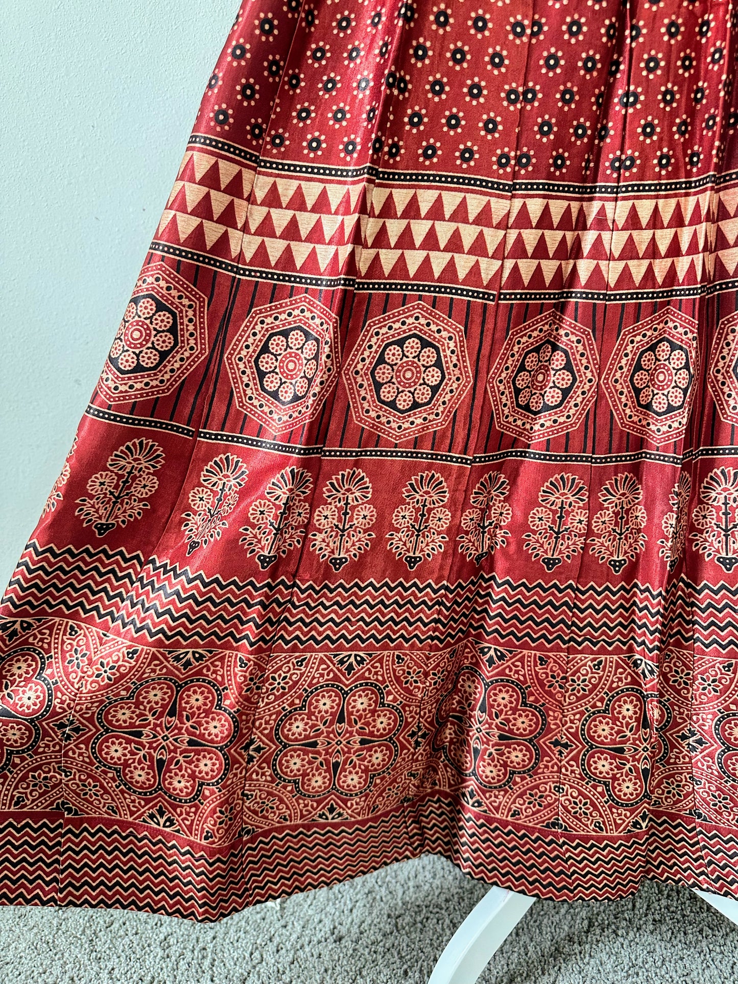 Indian Red Silk Lehenga Skirt