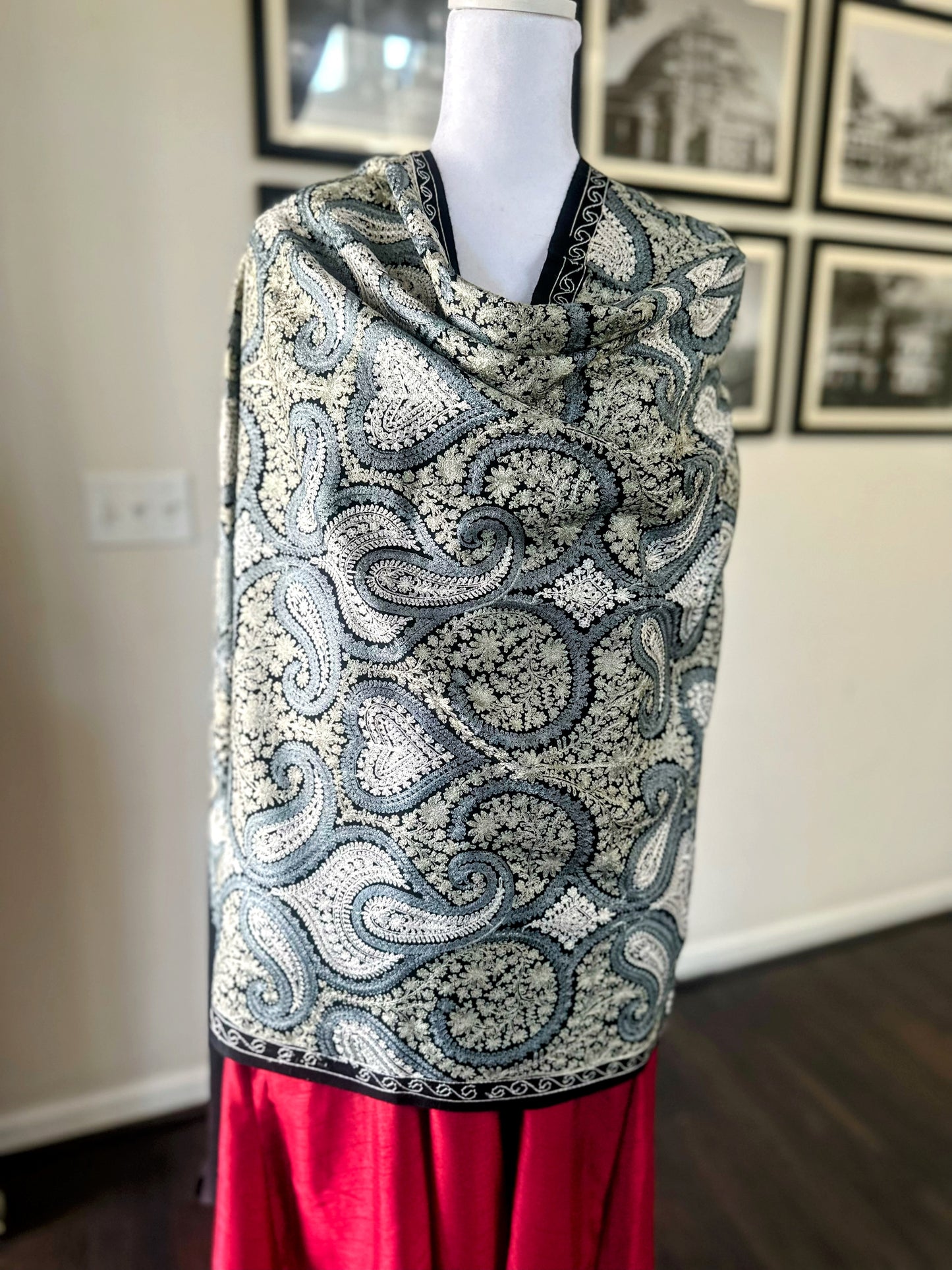 Pashmina Shawl | Luxury Wool Wrap for Women | Navy Scarf