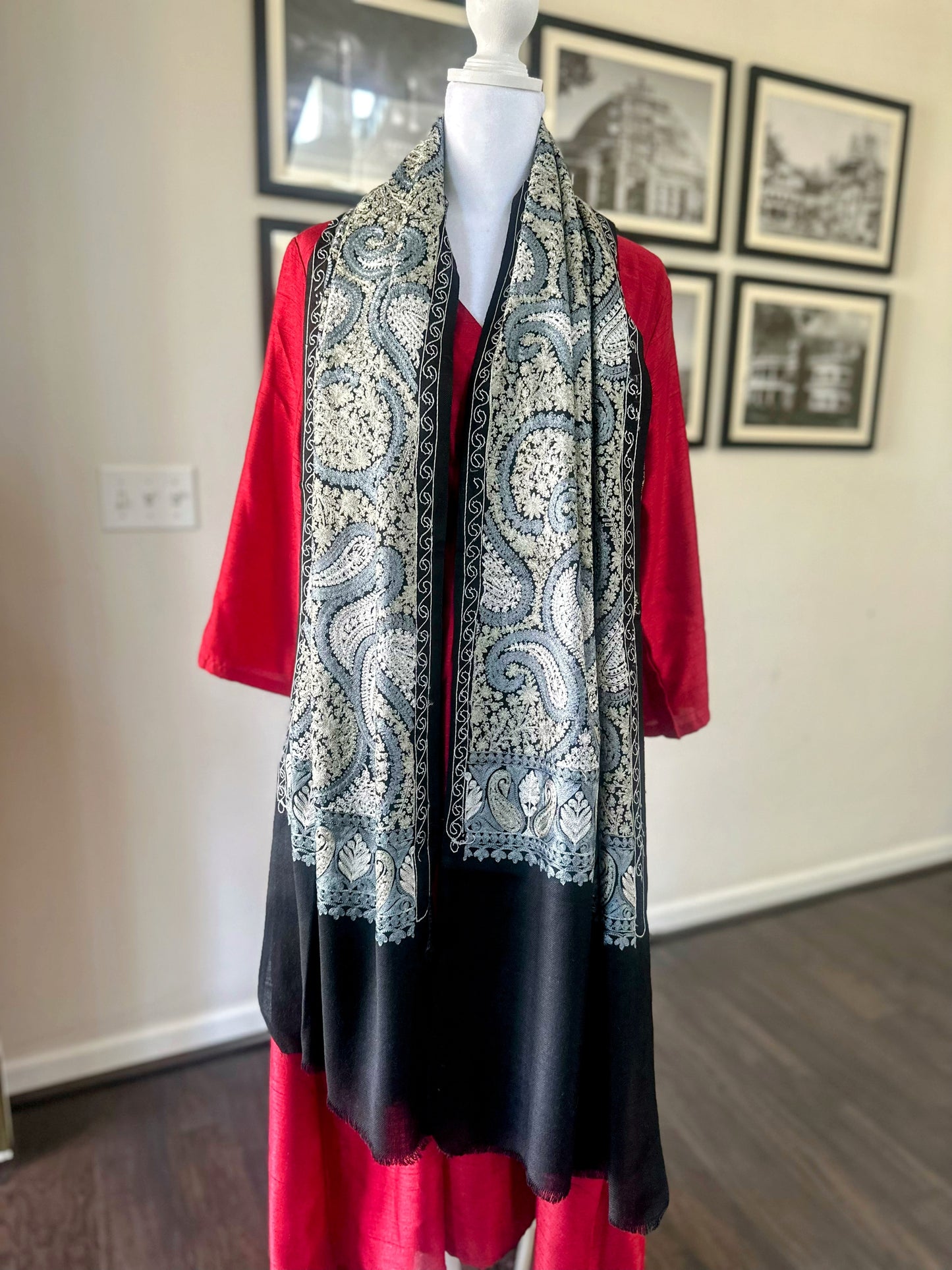 Pashmina Shawl | Luxury Wool Wrap for Women | Navy Scarf
