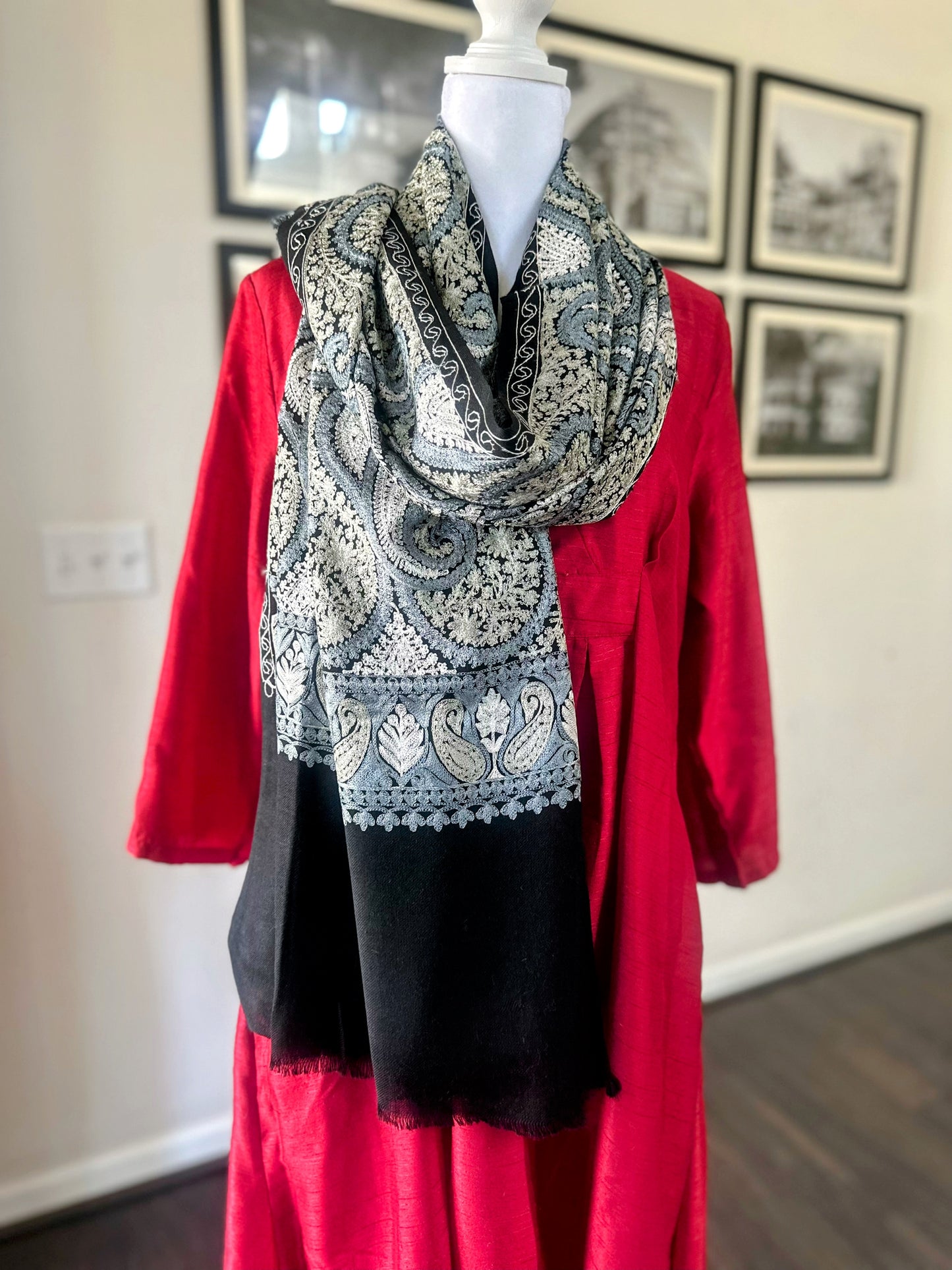 Pashmina Shawl | Luxury Wool Wrap for Women | Navy Scarf