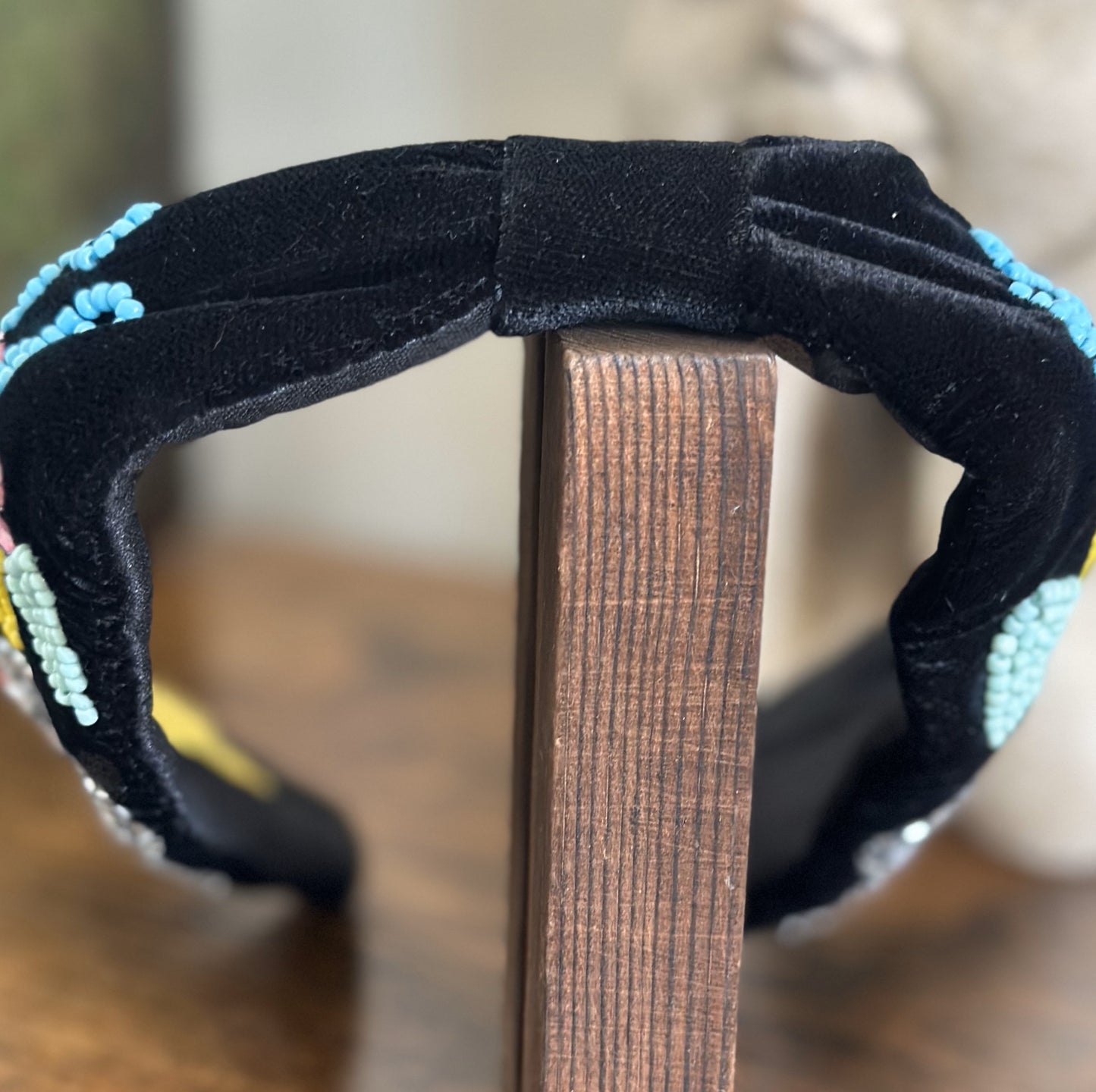 Velvet Beaded Headband [Black] - Craft Bazaar