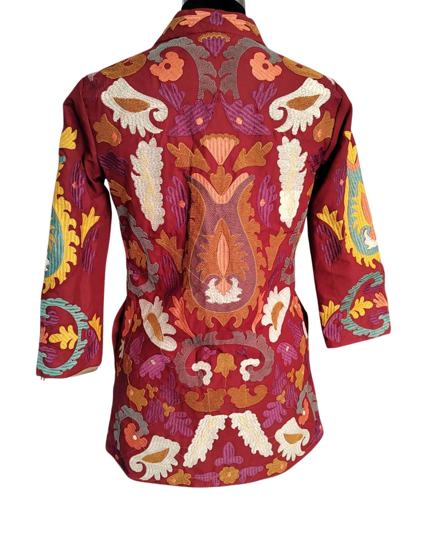 Maroon Cotton Long Coat, Full Sleeves Jackets for Women
