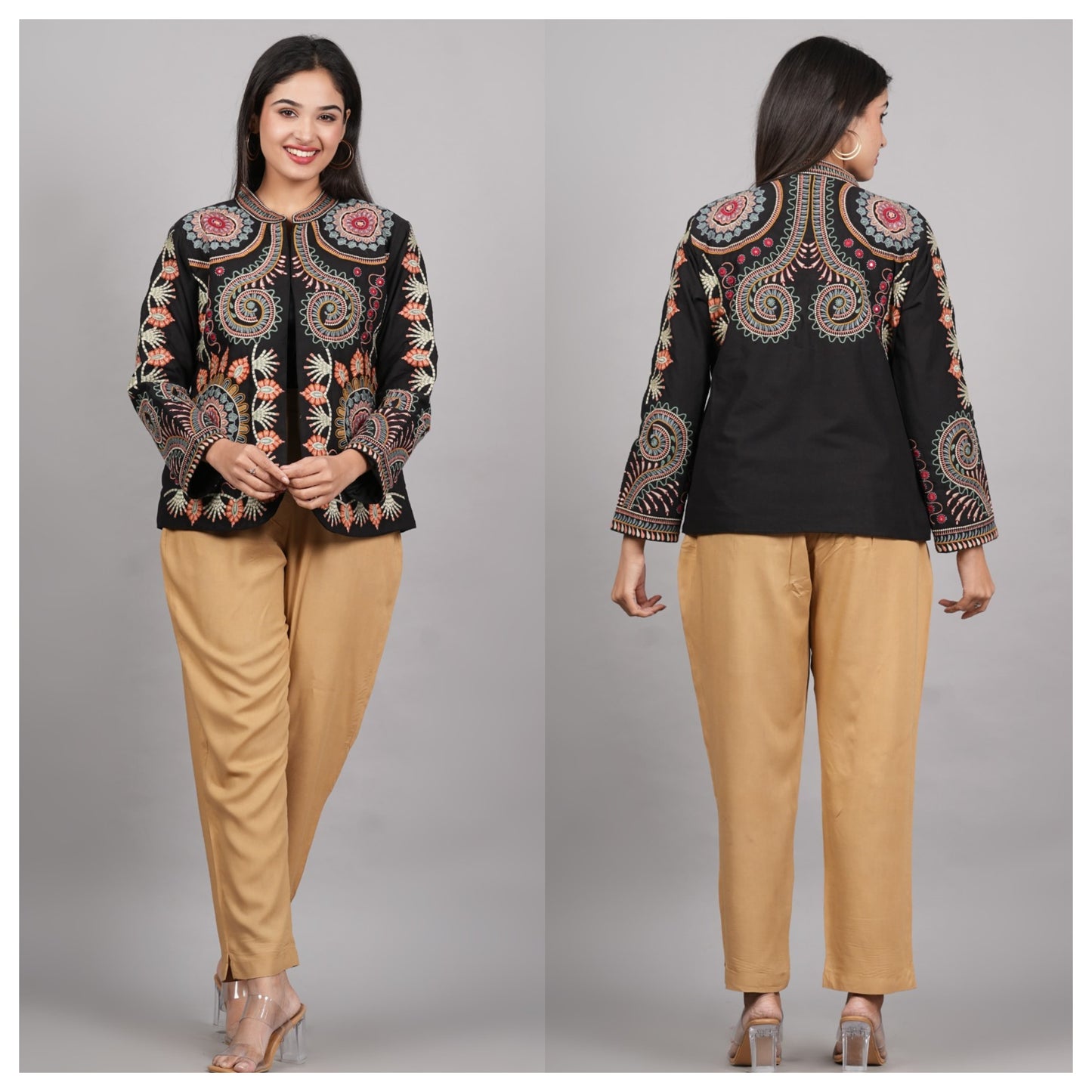 Embroidered Full Sleeves Cotton Coat