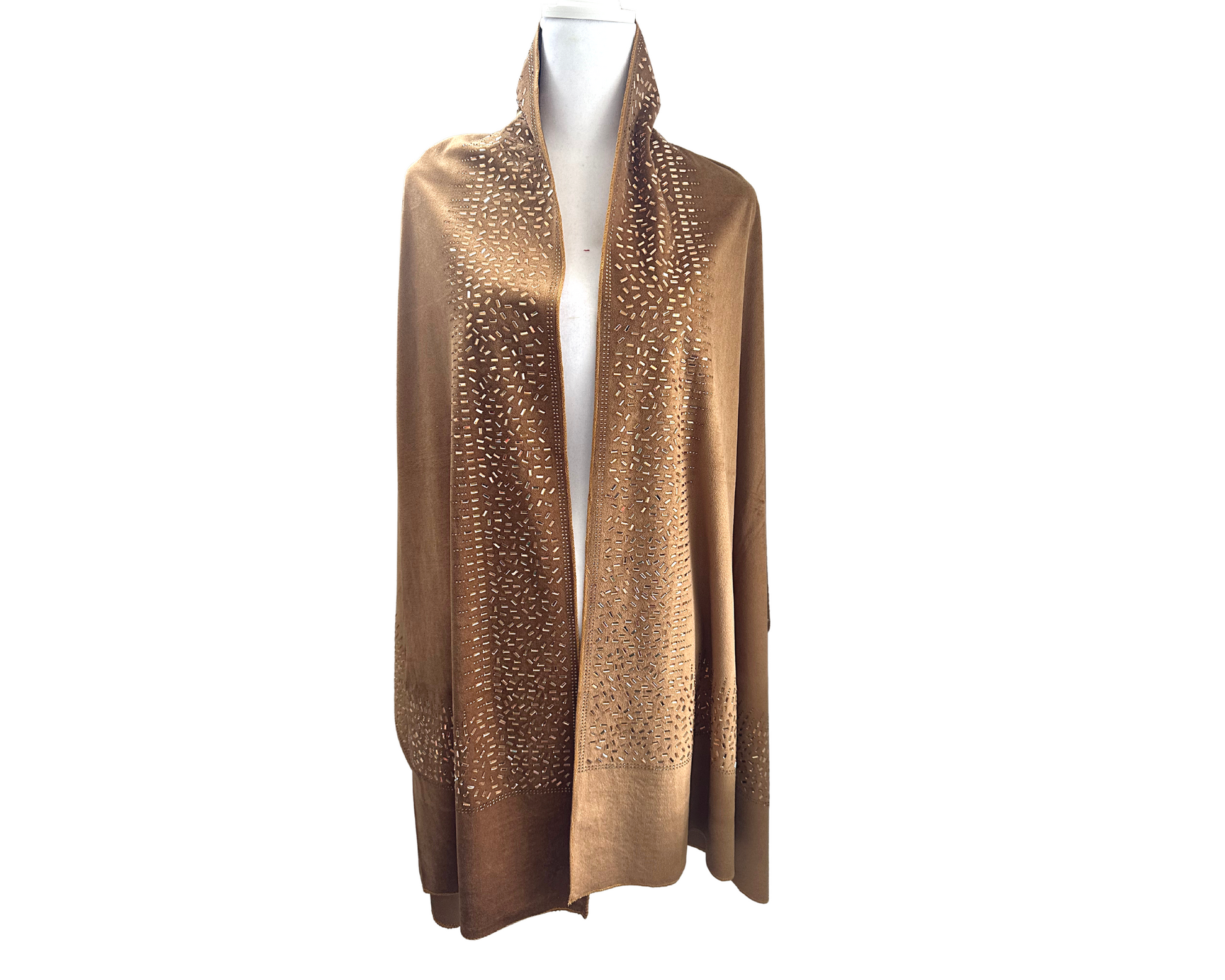 Luxurious Women Velvet Shawl [Gold Beige] - Craft Bazaar