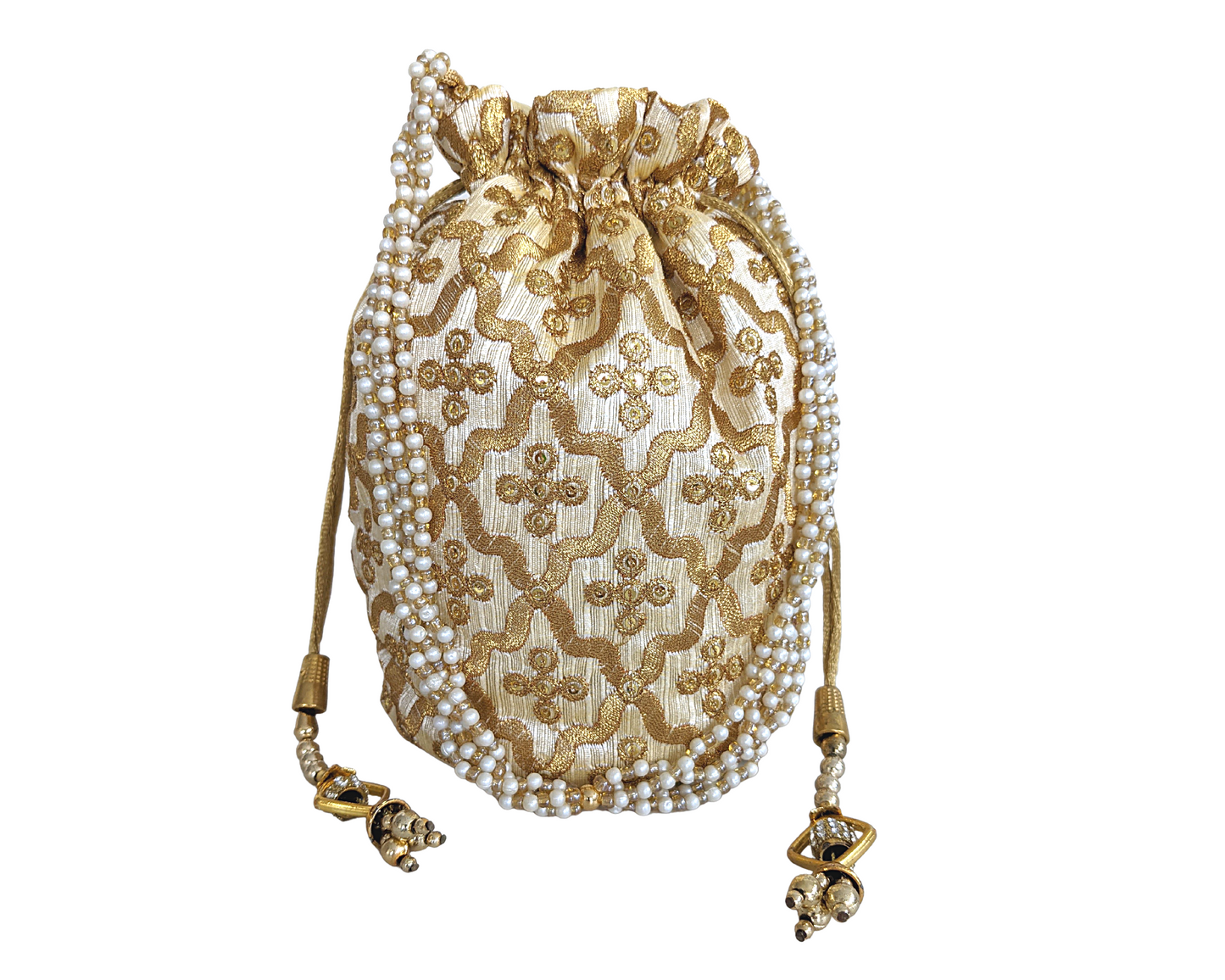 Silk Potli Drawstring Bucket Bag - Craft Bazaar
