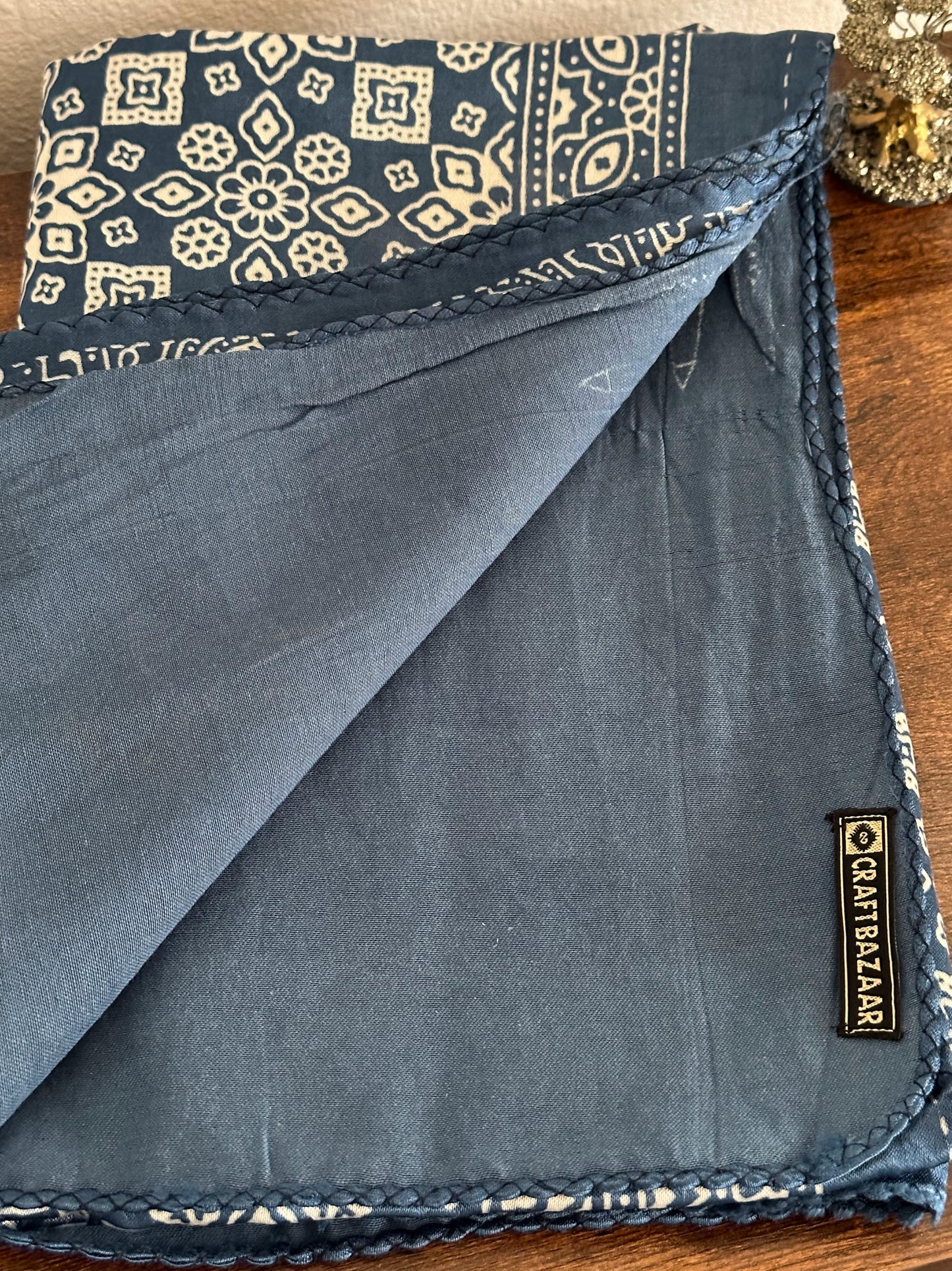 Mashru Silk Ajrakh Stole - Craft BAzaar