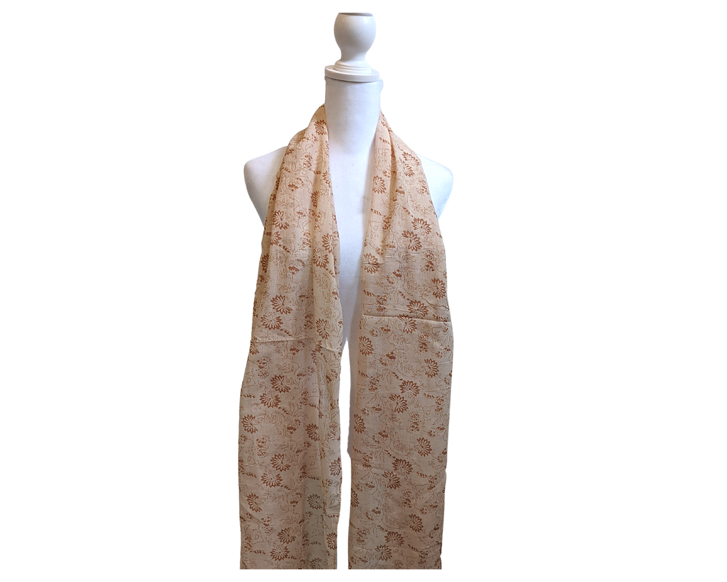 Peach & Brown Cotton Scarf | Colorful Tassels - Craft Bazaar