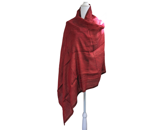 Reversible Pashmina / Cashmere Zari Scarf [Red] - Craft Bazaar