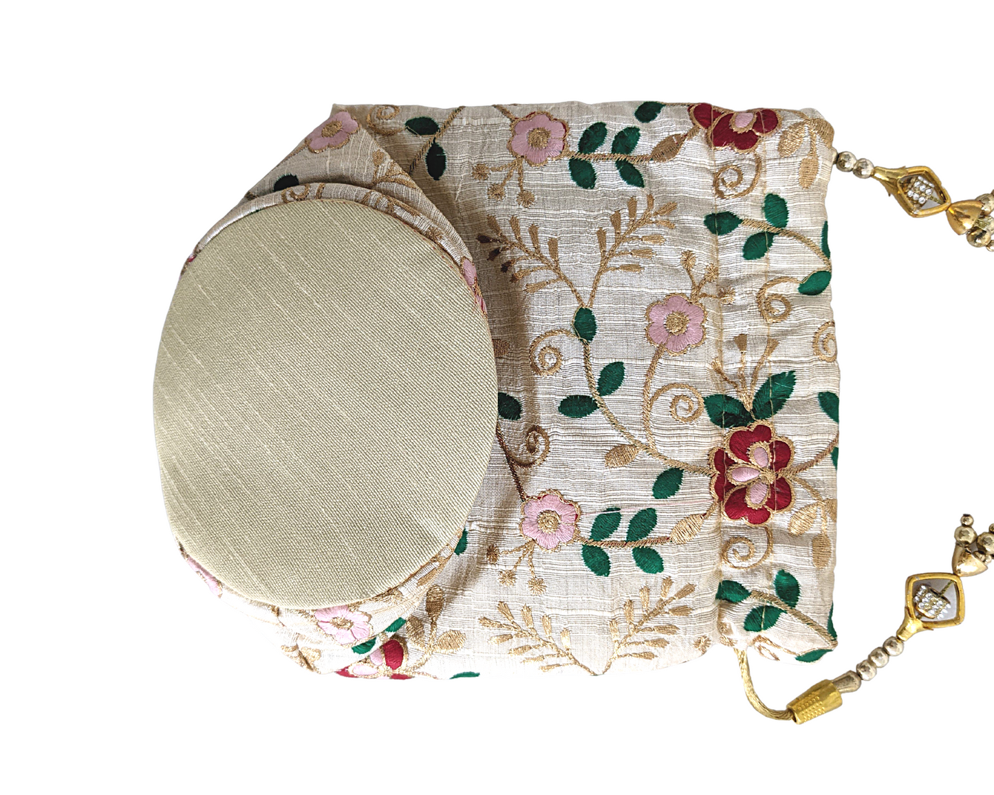 Silk Potli Drawstring Bucket Bag - Craft Bazaar