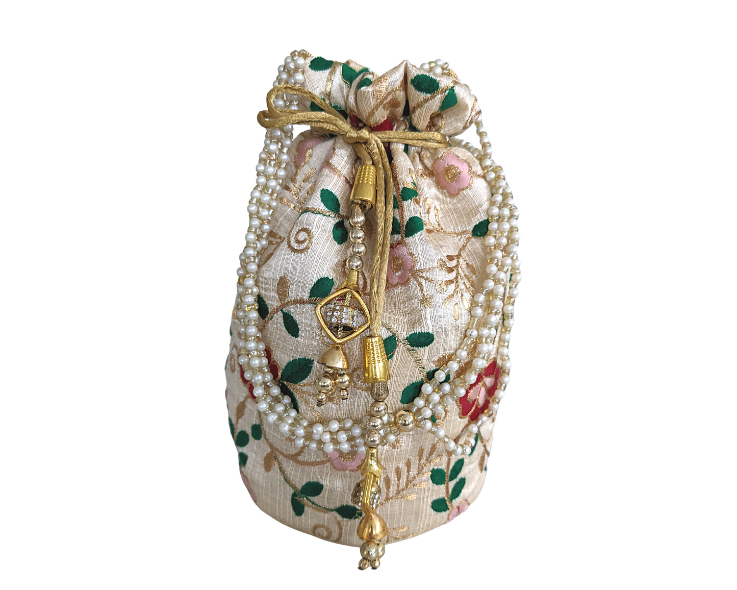 Silk Potli Drawstring Bucket Bag - Craft Bazaar