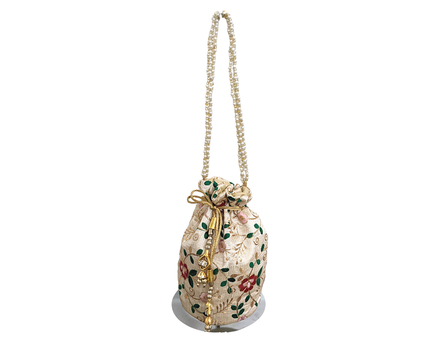 Silk Potli Drawstring Bucket Bag - Craft Bazaar