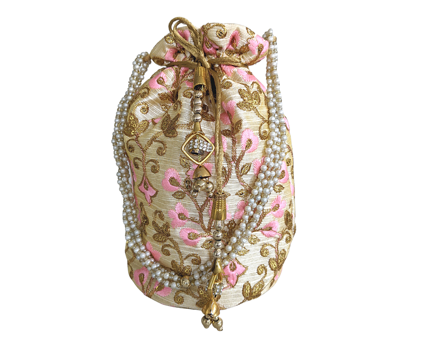 Silk Potli Drawstring Bucket Bag - Craft Bazaar
