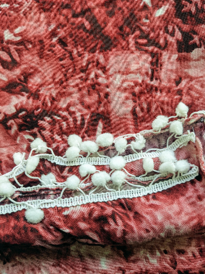 Tye Dye Women Scarf With Pom Pom Lace - Craft Bazaar