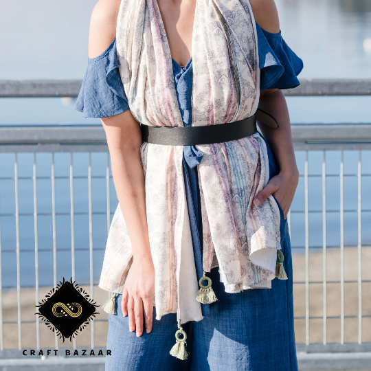 Summer Scarves For Women [Ivory] - Craft Bazaar