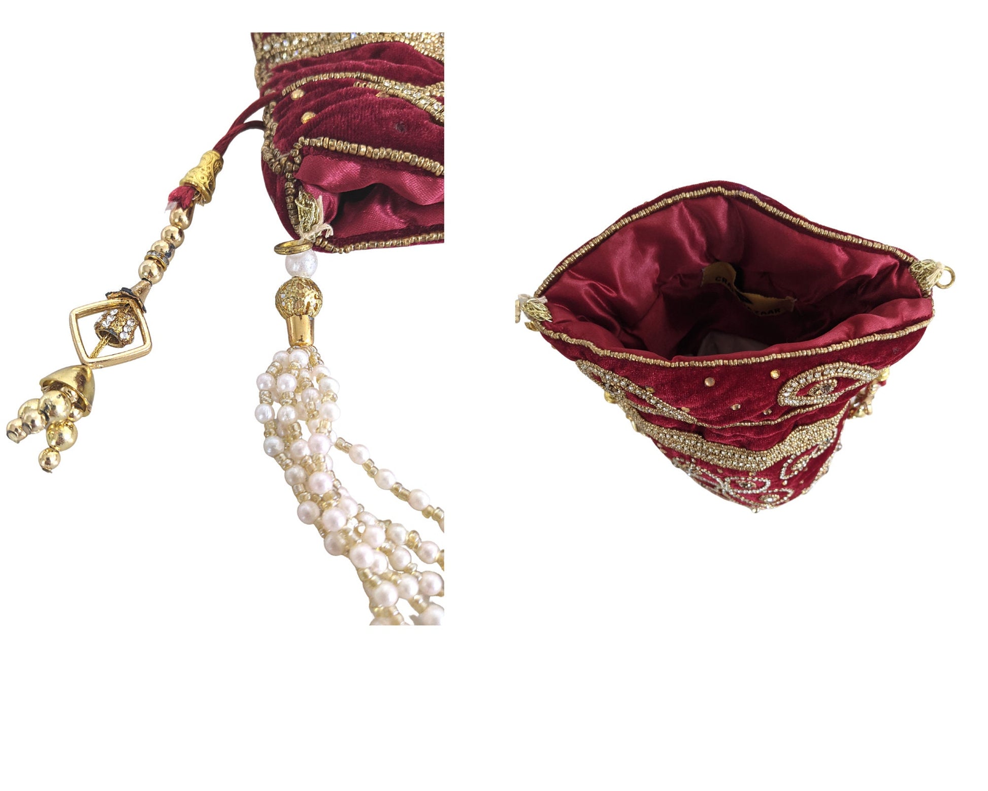 Velvet Drawstring Bucket Potli Bag - Craft Bazaar