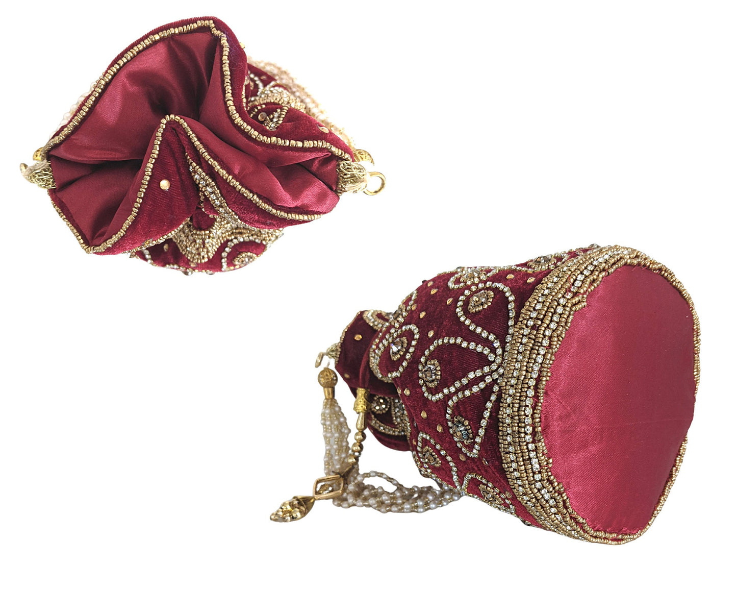 Velvet Drawstring Bucket Potli Bag - Craft Bazaar