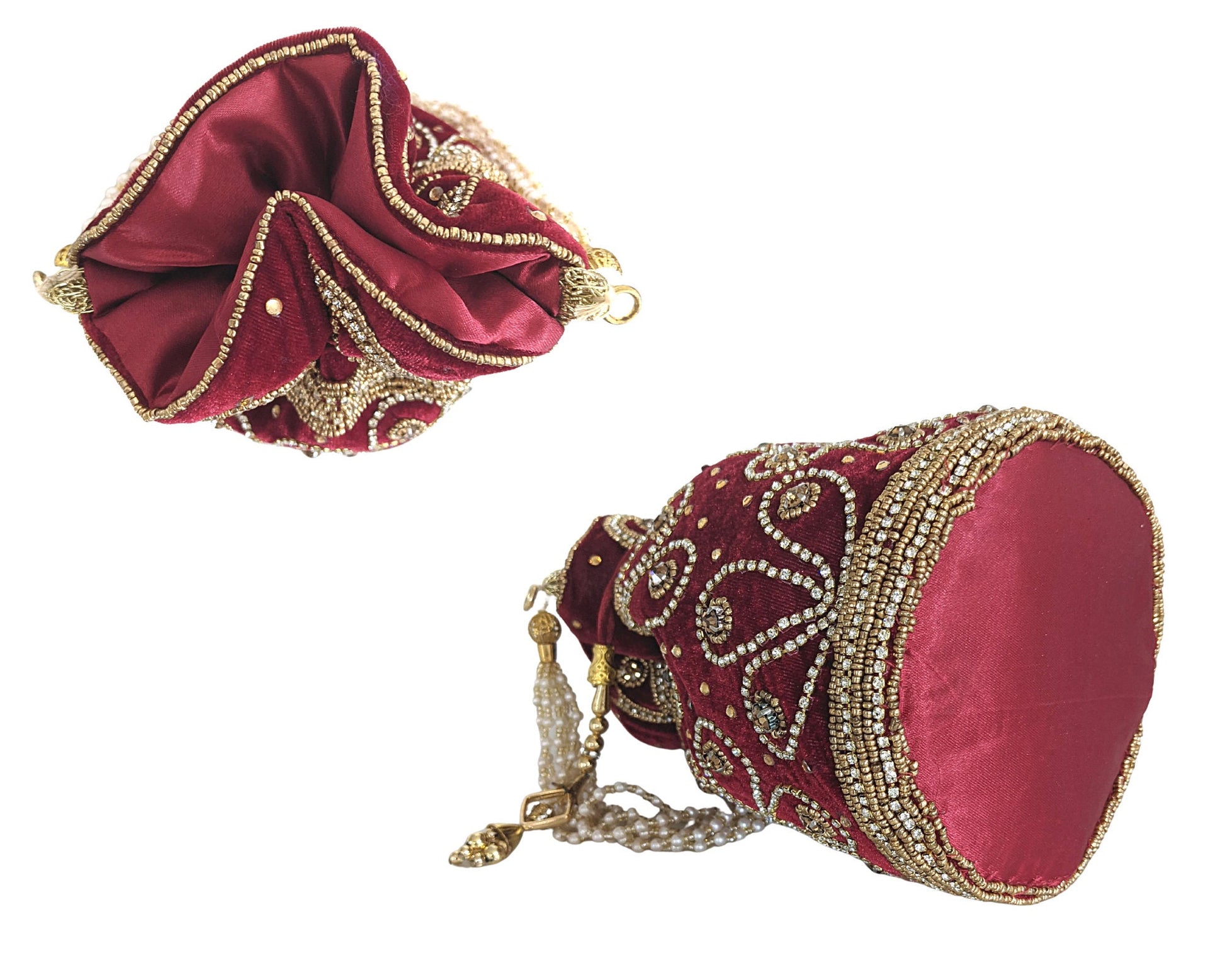Velvet Drawstring Bucket Potli Bag - Craft Bazaar