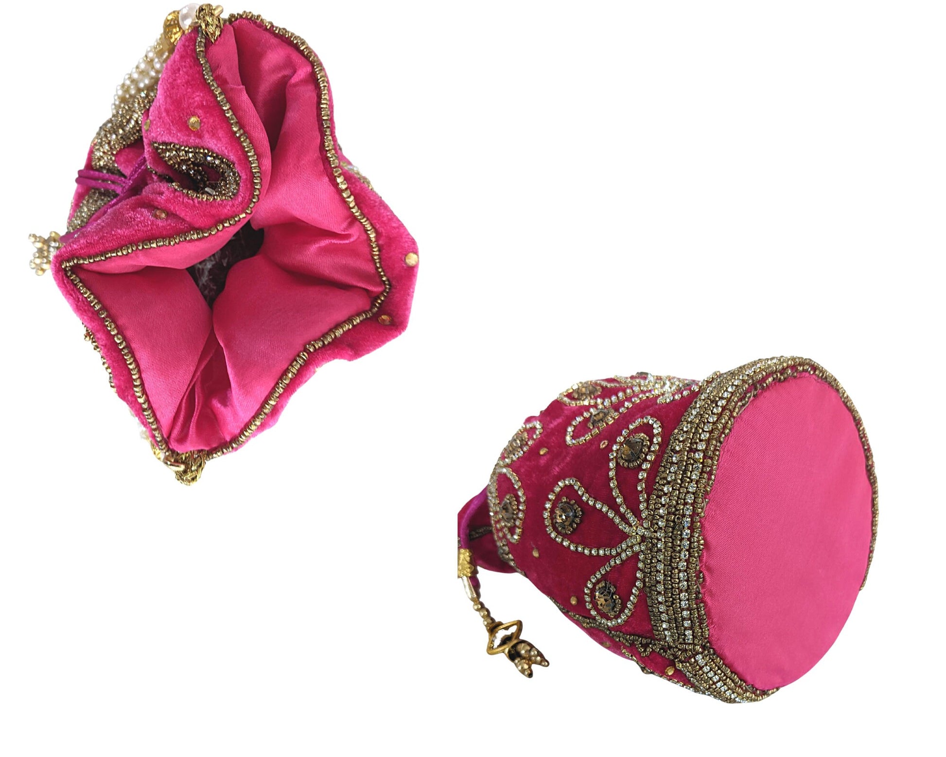 Velvet Drawstring Bucket Potli Bag - Craft Bazaar