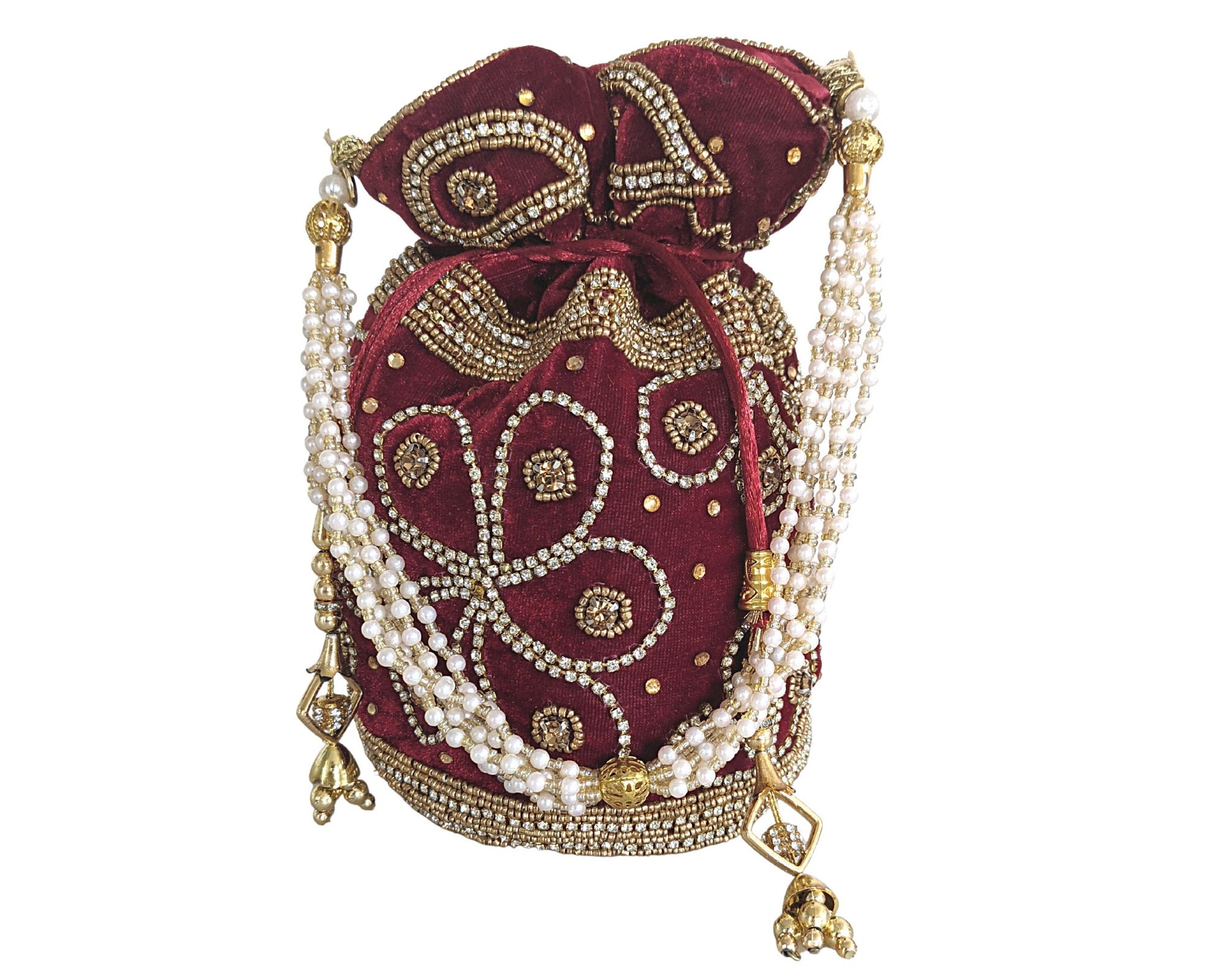 Velvet Drawstring Bucket Potli Bag - Craft Bazaar