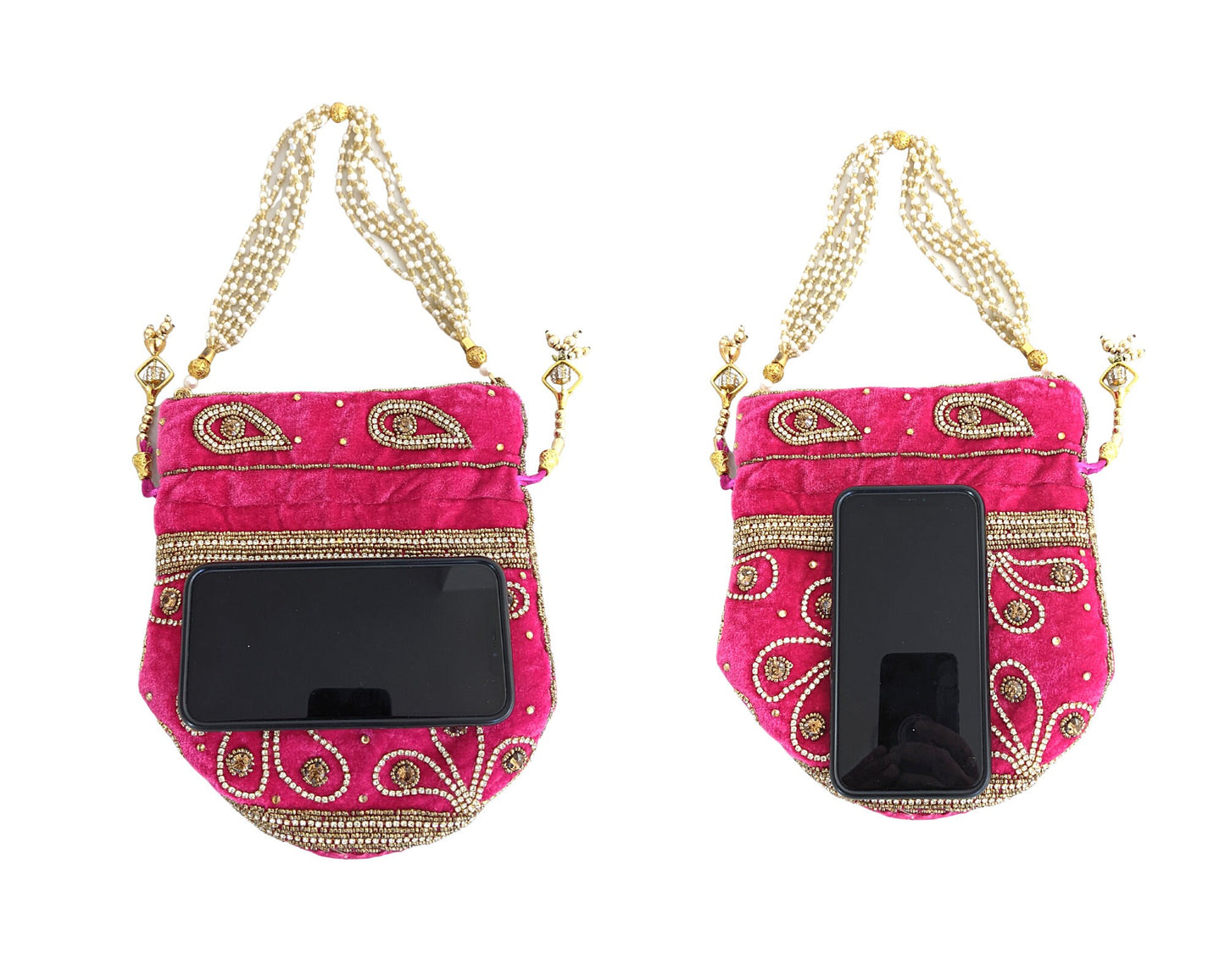 Velvet Drawstring Bucket Potli Bag - Craft Bazaar