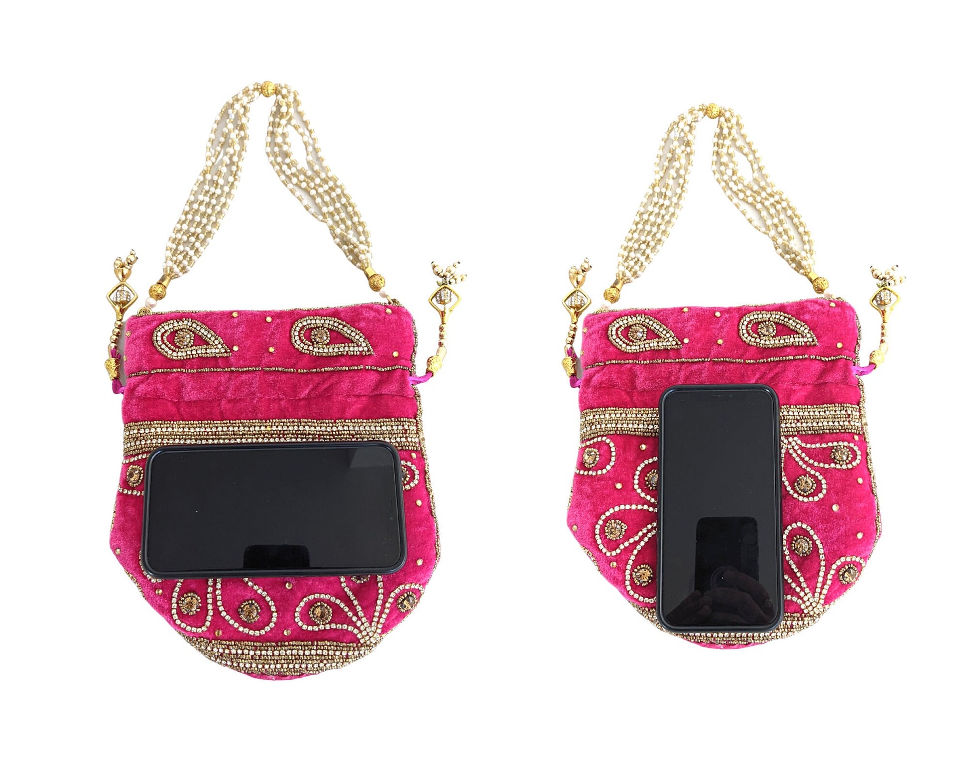 Velvet Drawstring Bucket Potli Bag - Craft Bazaar