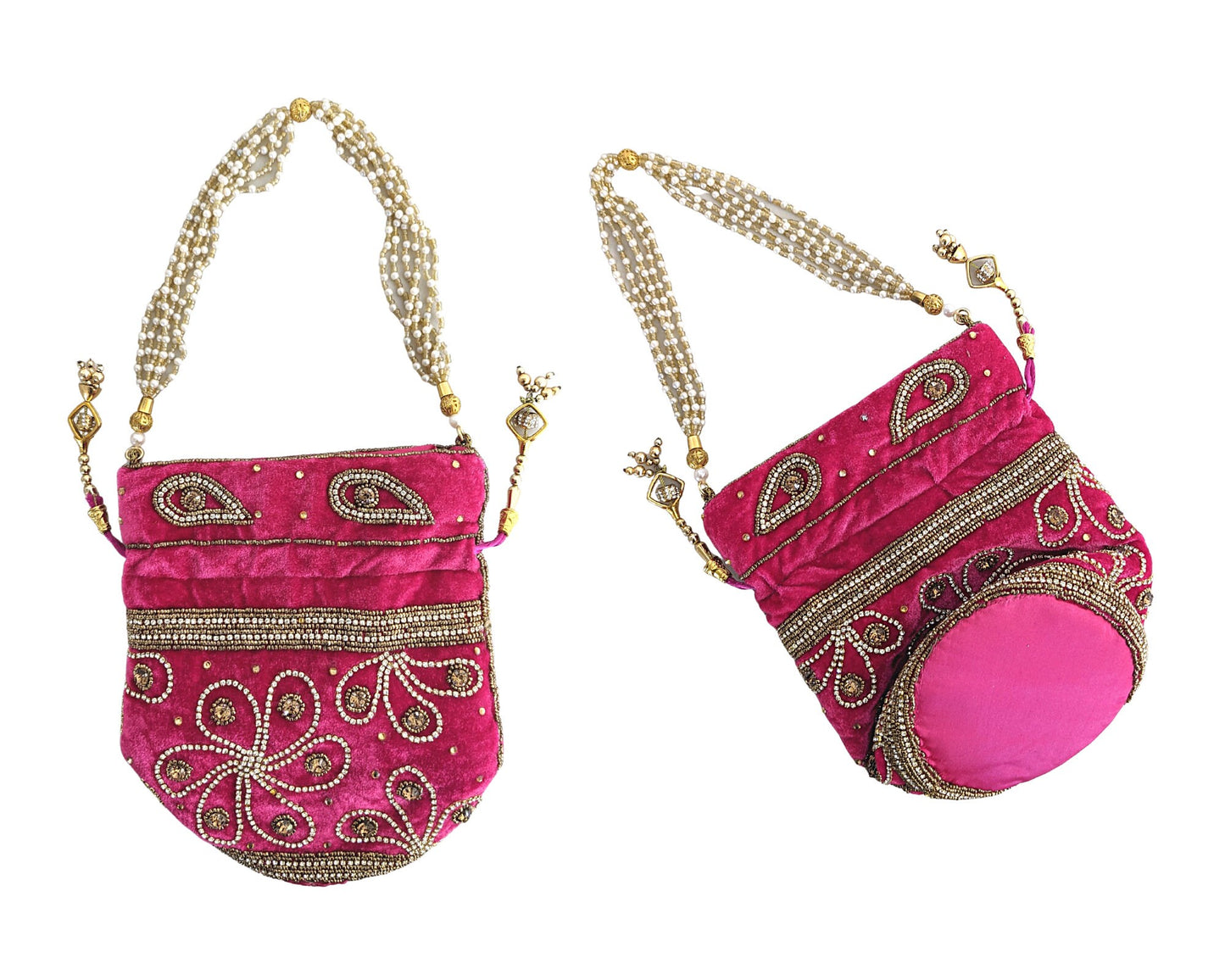 Velvet Drawstring Bucket Potli Bag - Craft Bazaar