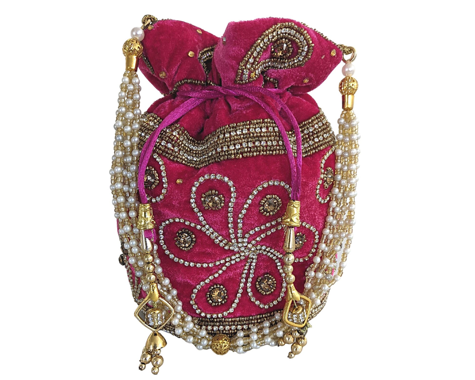 Velvet Drawstring Bucket Potli Bag - Craft Bazaar