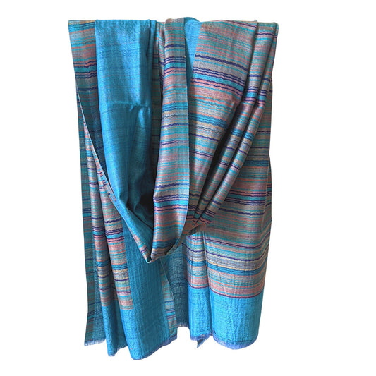 Unisex Reversible Pashmina Shawl [Blue] - Craft Bazaar