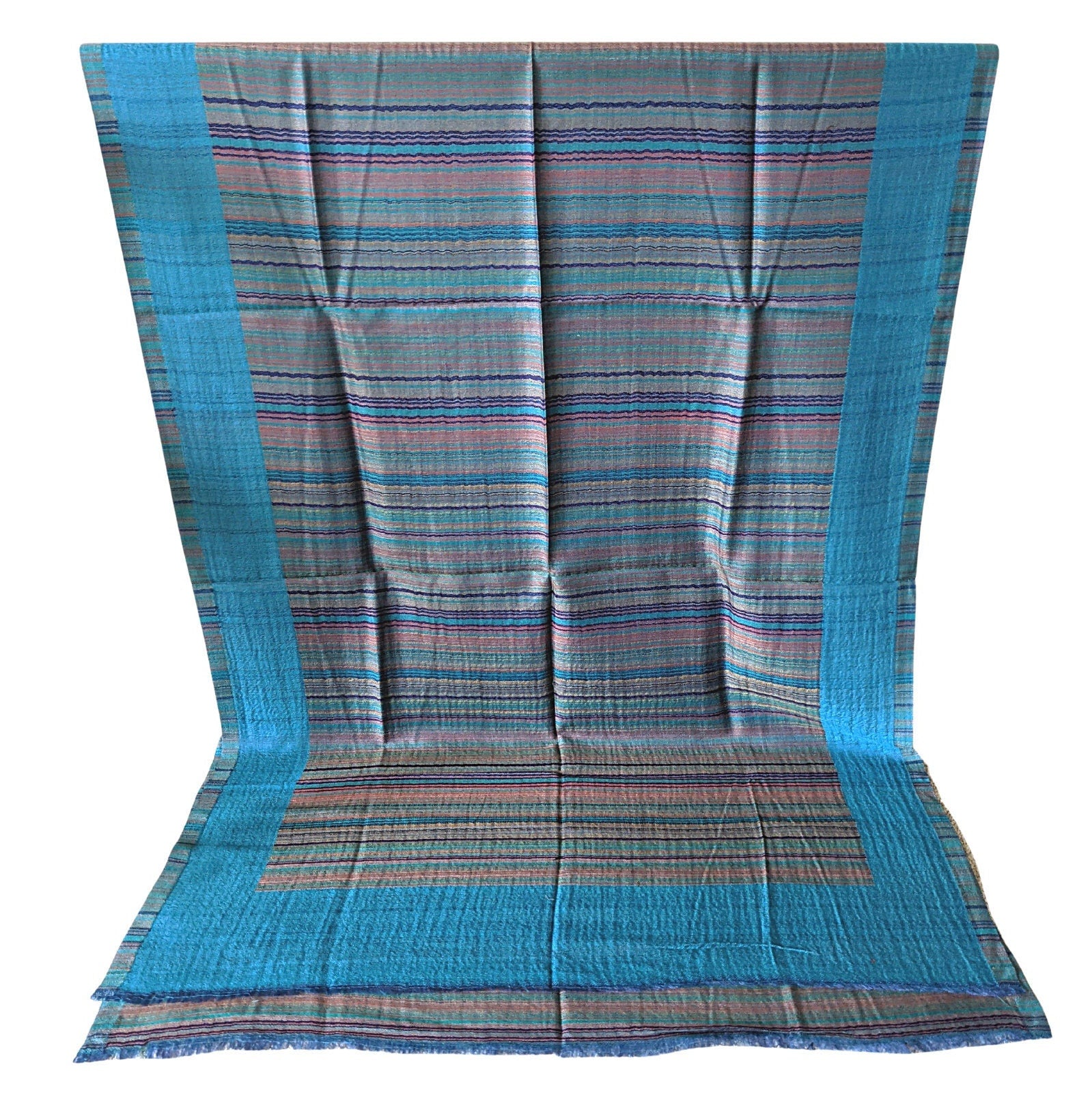 Unisex Reversible Pashmina Shawl [Blue] - Craft Bazaar