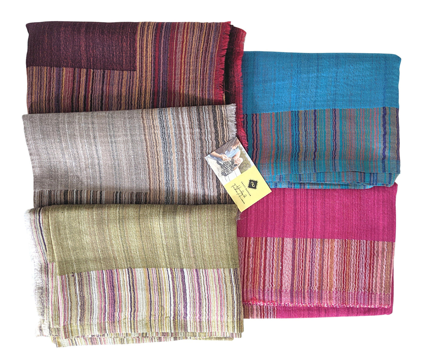 Reversible Pashmina / Cashmere Stripes Scarf [Pink] - Craft Bazaar