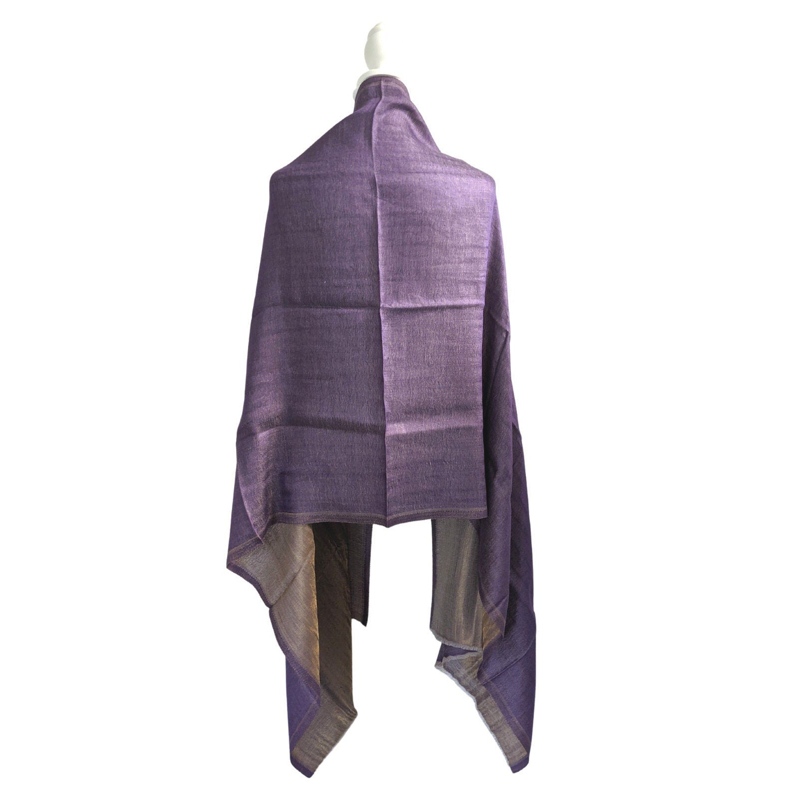 Reversible Pashmina / Cashmere Zari Scarf [Purple] - Craft Bazaar