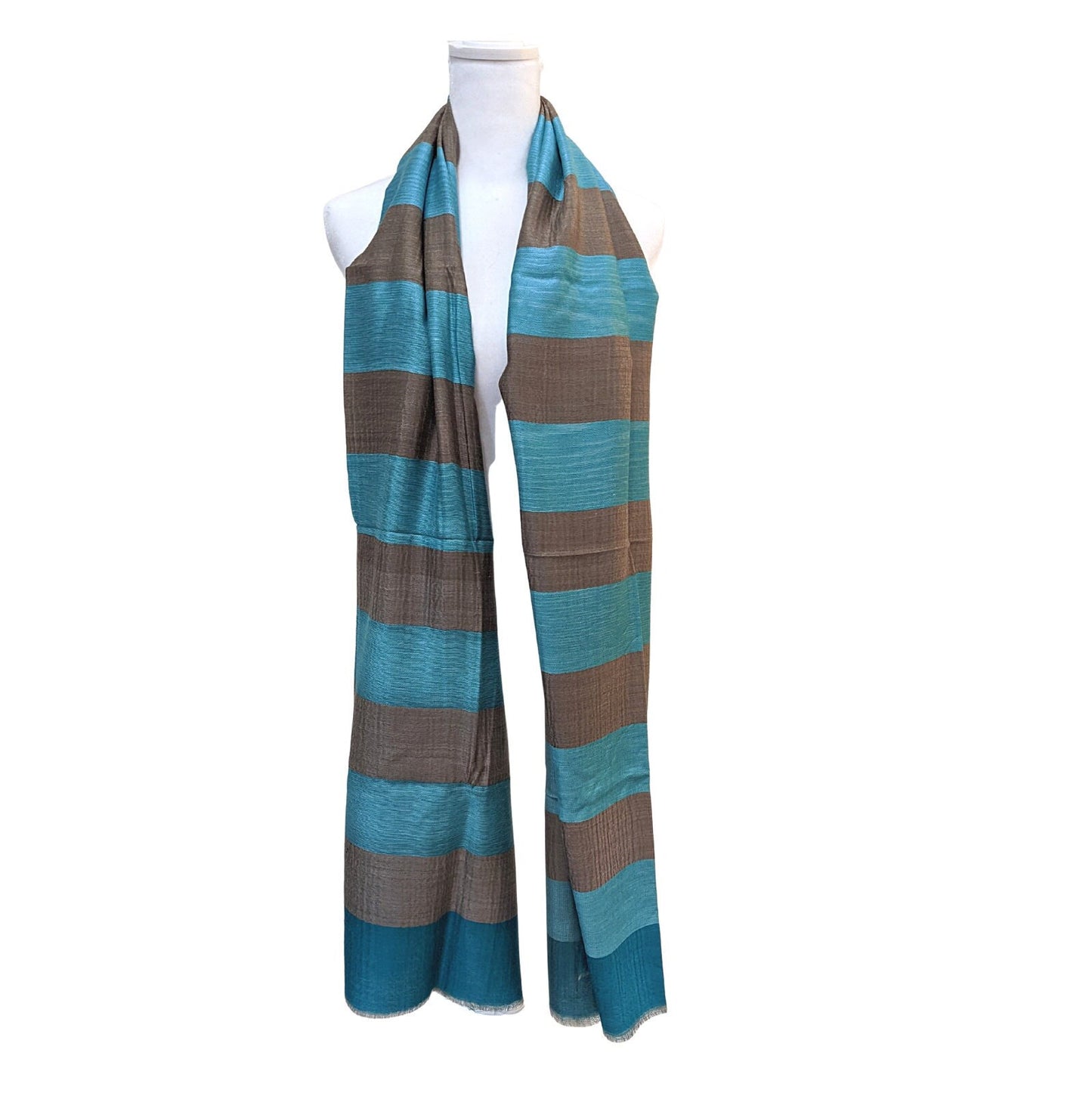 Pashmina / Cashmere Stripes Scarf [Blue] - Craft Bazaar