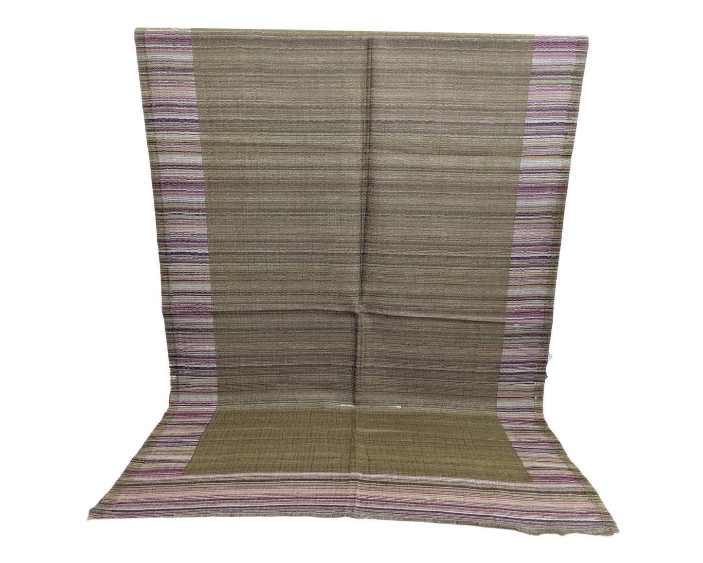 Reversible Pashmina / Cashmere Stripes Scarf [Olive Green] - Craft Bazaar