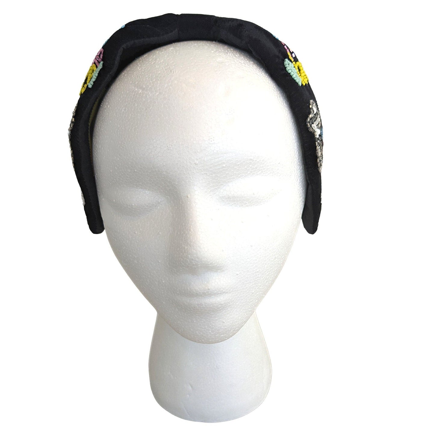 Velvet Beaded Headband [Black] - Craft Bazaar